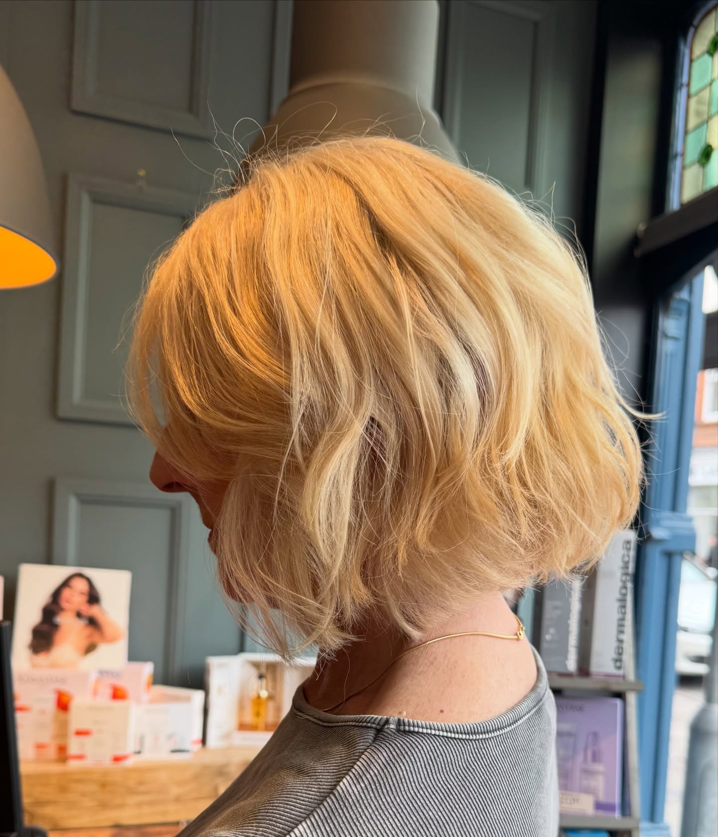 Soft shattered layers added to Jane’s bob today to give a more modern look and add movement and texture. Hair by Victoria