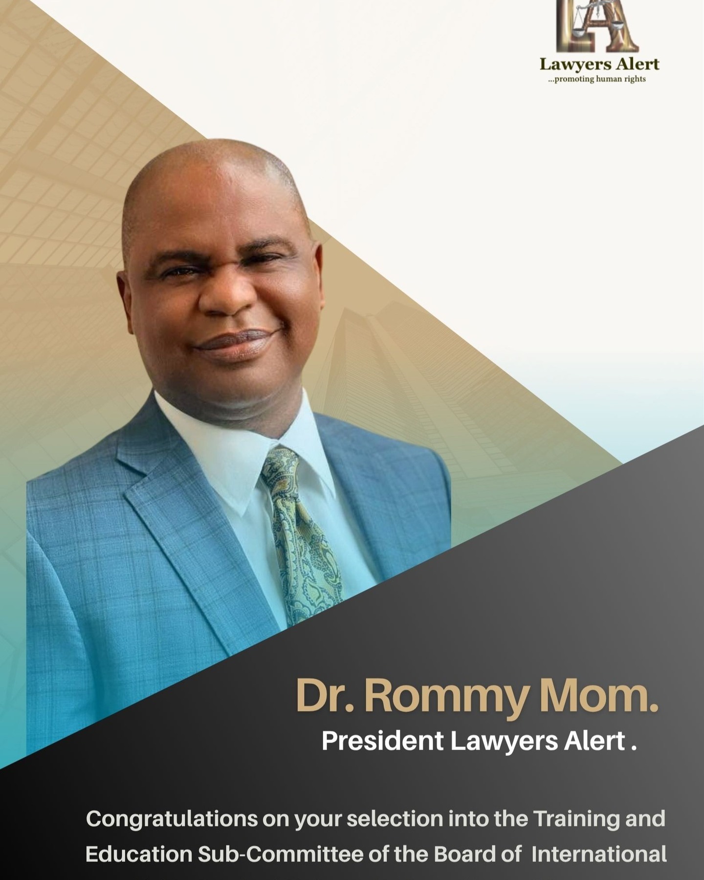 President, Lawyers Alert Appointed to the Board of International TB and Lung Disease Training and Education Sub-Committee
Our President, Dr Rommy Mom, has been appointed to the Training and Education Sub-Committee of the Board of the International Union Against Tuberculosis and Lung Disease, a distinguished global recognition of his leadership and commitment to advancing public health and human rights.
In the appointment letter, the Union noted his deep “expertise at the intersection of law, human rights, and health, with extensive experience in LMIC settings and a strong focus on tuberculosis.”
The appointment also reflects his long-standing work in training, capacity building, and training-of-trainers for policymakers, civil society organisations, and community actors, as well as his experience in curriculum development, facilitation, and rights-based health programming.
It further underscores his continued commitment to strengthening health systems and improving education strategies for the prevention and control of tuberculosis and other lung diseases.
This milestone also highlights our organisation’s dedication to knowledge exchange, institutional strengthening, and bridging gaps between health and justice, contributing meaningfully to global efforts toward equitable, community-centered health interventions.
The International Union Against Tuberculosis and Lung Disease (The Union) is a global health organisation working to prevent and control tuberculosis and lung diseases through research, training, and policy advocacy, with a focus on strengthening health systems in low- and middle-income countries.
Congratulations Sir.