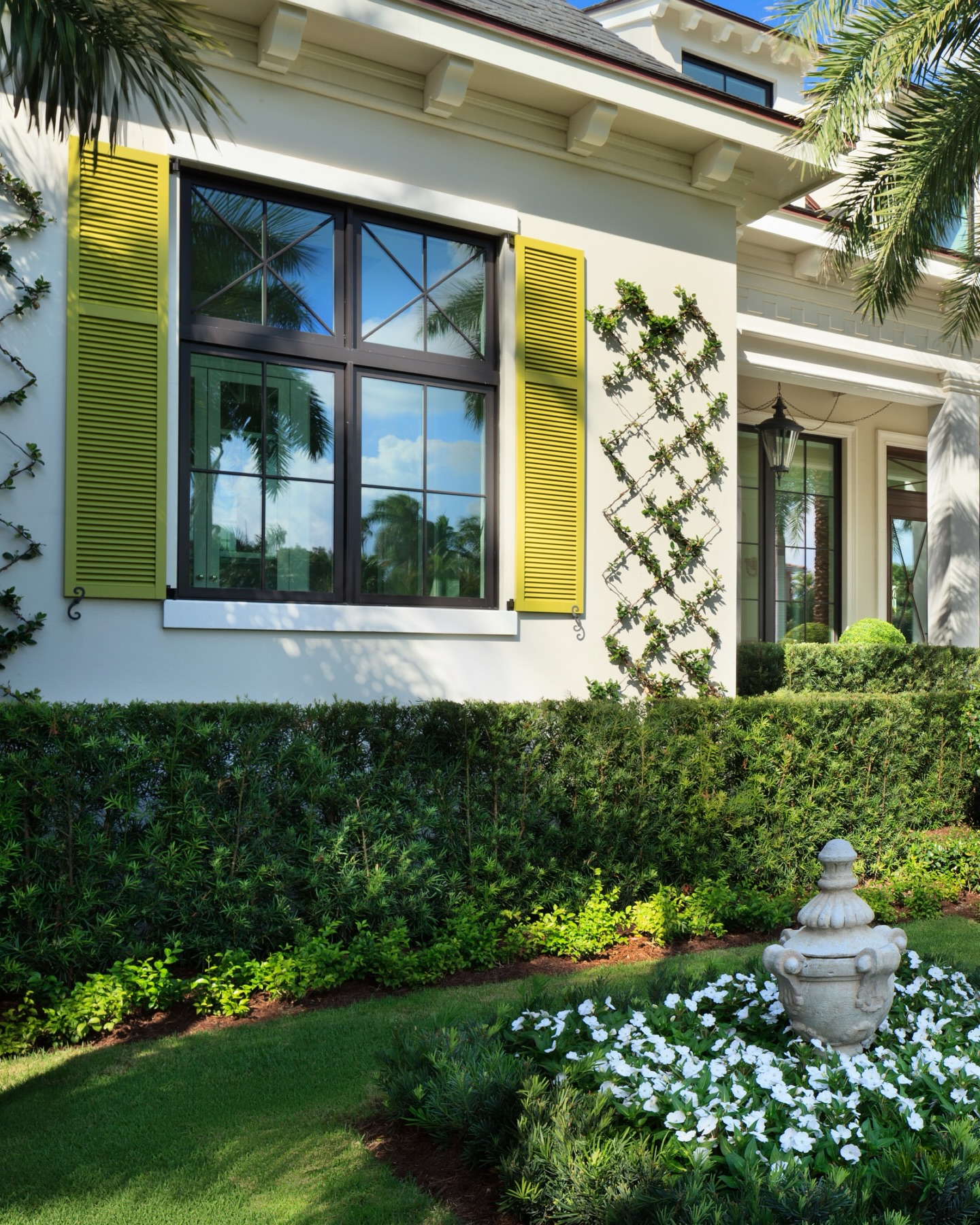Downtown Naples living, framed in palms and tailored in detail. Crisp architecture, clipped hedges, layered greens, and a front approach that feels both grand and quietly welcoming. Luxury isn’t always loud, it’s proportion, restraint, and arriving home to something beautifully considered.
#NaplesFL #LuxuryLandscapeDesign #DowntownNaples #FloridaLuxuryHomes #FloridaLiving