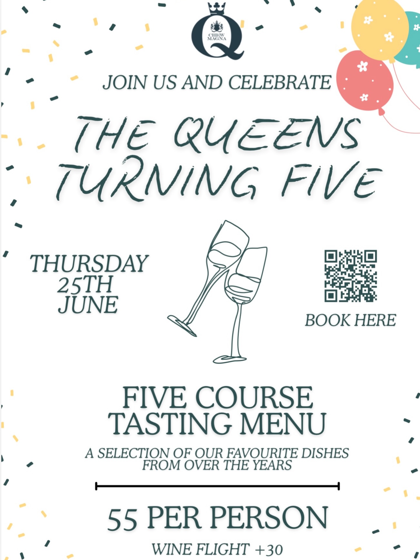 We’re turning FIVE 🥂 Join us on Thursday 25th June to celebrate with a special five course tasting menu, featuring some of our favourite dishes from over the years.
£55 per person, with the option to add a wine flight for £30 | Book your table now via the link in our bio 🔗