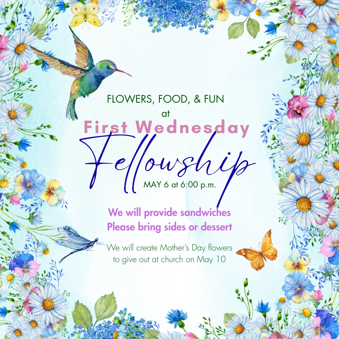 🌹🌻Spring (April showers and May flowers) is definitely in the air, and with Lent and Easter behind us, we will gather for food and flowers at May's First Wednesday Fellowship. Join us in the Great Hall of New Brick next Wednesday, May 6, at 6 p.m. for catered sandwiches. Our activity that evening will be creating beautiful Mother's Day flowers that we'll hand out to moms and mother figures at church services this Sunday, May 10th (Mother's Day - don't forget!). The church will provide the main dish, but please bring a soup, salad, side, dessert, or consider donating to help support our FWF events - https://tinyurl.com/give-to-CEC