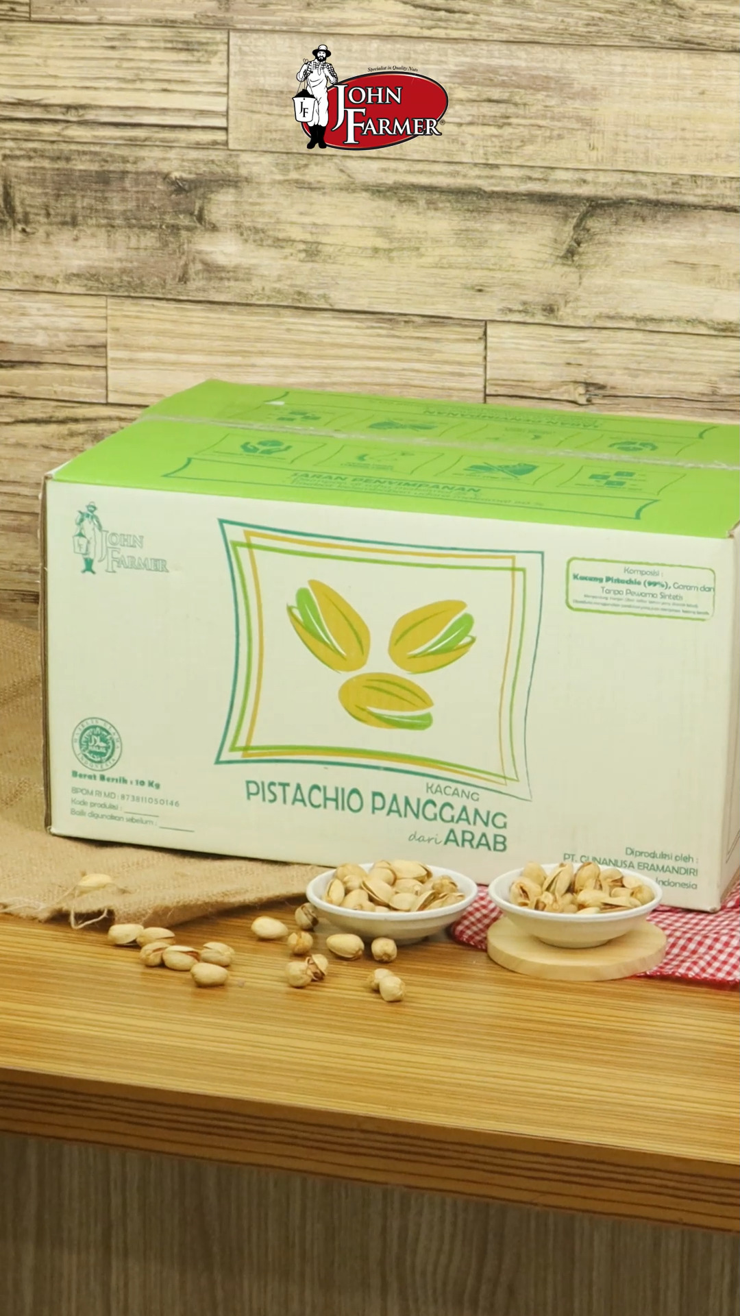 Pistachio panggang John Farmer kemasan 10kg—sudah halal & BPOM, kualitas terjamin! 🌿✨
Cocok banget buat kamu para reseller repack yang mau jualan praktis tapi tetap premium.
Yuk mulai bisnis pistachio panggang kamu bareng John Farmer! 🚀
#johnfarmer #specialistinqualitynuts #pistachio #pistachiopanggang
