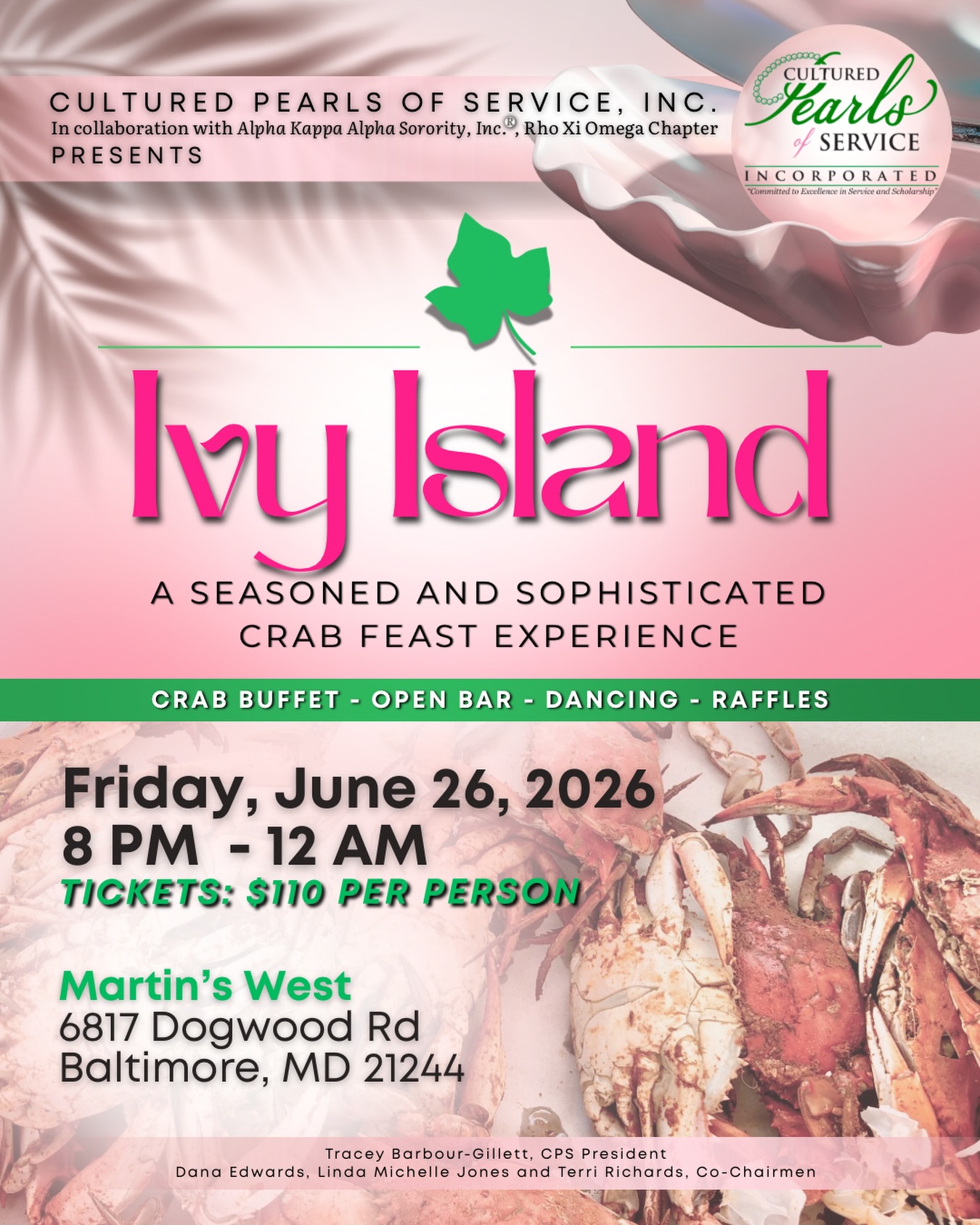 Welcome to Ivy Island ๐ดโจ where luxury meets island flavor, the crabs are perfectly seasoned, and the energy is effortlessly elevated.
Join Cultured Pearls of Service, Inc. in partnership with Alpha Kappa Alpha Sorority, Inc. Rho Xi Omega Chapter on Friday, June 26 from 8PM to midnight for a refined island escape with purpose. Every moment supports scholarships and programs that create real impact.
Grab your ticket, invite your crew, and step into the vibe. You do not want to miss this. ๐๐
#AKA1908 #RXO1988 #CPSIvyIsland #CPS1990