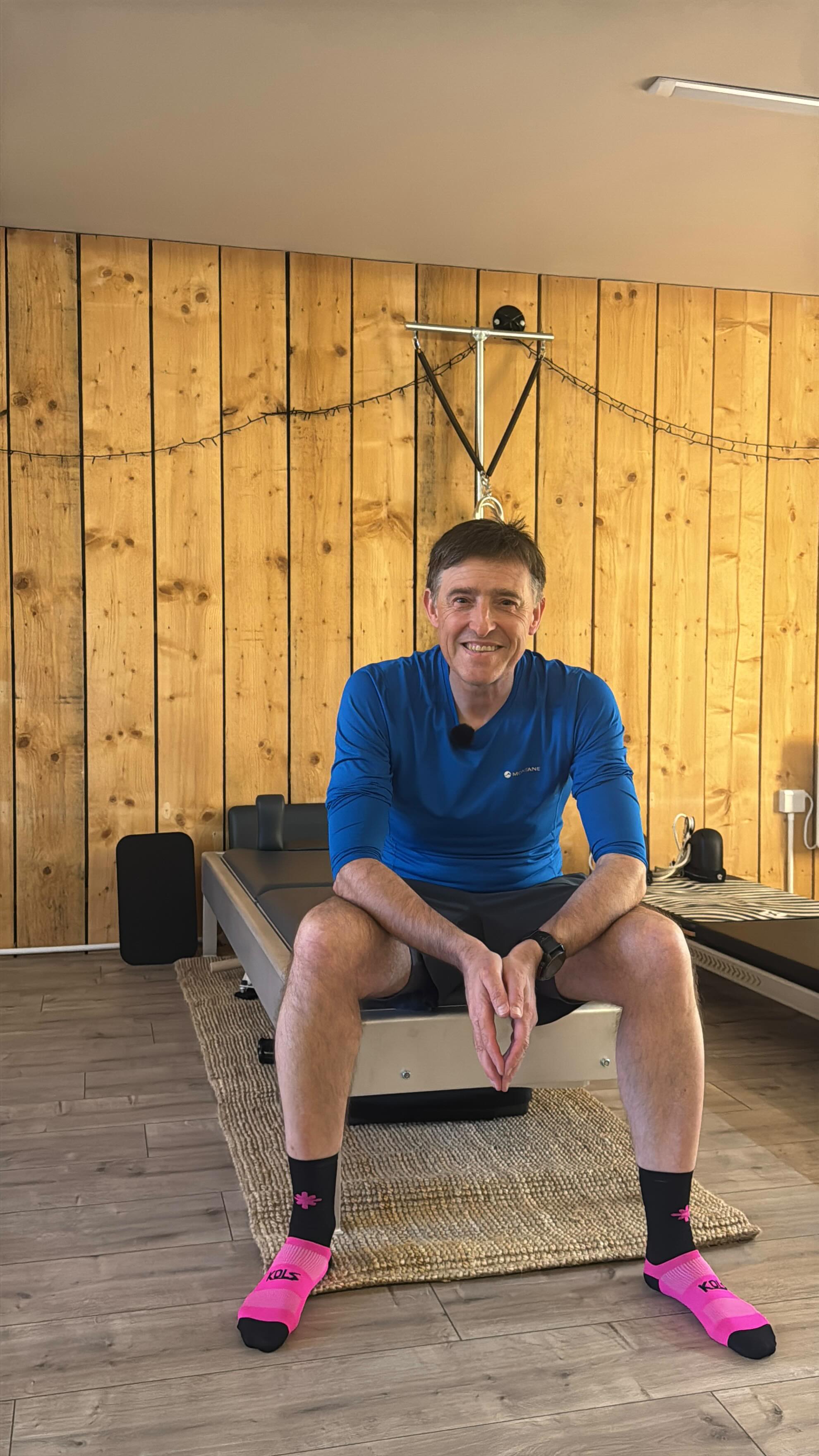 MEET THE MEMBER!!
Each week I’ll be introducing to one of my members…in turn they will each be sharing their stories, their journeys and just why they love Pilates so much!��This week I’m introducing you Mike!
Mike and his partner Karen joined my classes online during covid. At 60 years old, Mike is a really fit fella. He cycles (a lot!), runs, climbs, hikes, ski’s……so his body takes a hell of a battering. He does Pilates to stay injury free, to keep his joints happy and his tissue flexible. Mike is a pleasure to have in class, he’s the naughty kid at the back of the room and if it’s not lightbulb moments about sticky socks, it’s inventing dirty elephants (or donkeys!)…..OR, of course, he’s trying to sneak onto my mat when I’m not looking to take over as teacher. There really is never a dull moment when he is around…!!
Mike proves that Pilates isn’t just a stretchy class for women and old people. Also you certainly don’t have to be flexible to do it….active people find that Pilates helps keep them injury free…it’s why I do it alongside my CrossFit work. You only get one body so you have to look after it!!
But I’ll let Mike tell you about his journey and why he feels Pilates is an essential part of it.