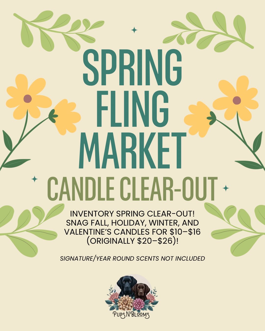 CANDLE CLEAR-OUT @ SPRING FLING MARKET | MAY 9
Making room for new scents = major deals for you 🤍
Snag past seasonal + themed scents for $10–$16 only at the Spring Fling Market!
• 8.5 oz candles — $10
• 10.5 oz candles — $16
Want to make it extra special? Add a Mother’s Day label for +$2 💛
Available scents:
• Cupid’s Punch (Sugared Berry Punch)*
• Be My Vanilla-tine (Vanilla)*
• Baked with Love (Strawberry Cheesecake)*
• Pumpkin Whip
• Roastin’ Mallows
• Winter Forest
*Includes pink wax heart embed. Slight color variation/fading may occur and does not affect burn or fragrance.
Looking for your go-to faves like Volcano Glow, Peppermint & Eucalyptus, or Golden Hour Glow?
Shop them locally at @esasdirtymix, @thehouseofstrands, or online
🌼 Check the last slide for full market details!
We’ll also have dahlia tubers, plant starts, fresh arrangements, and curated clothing + accessories—find the perfect gift for the moms in your life, or treat yourself 🫶🏼