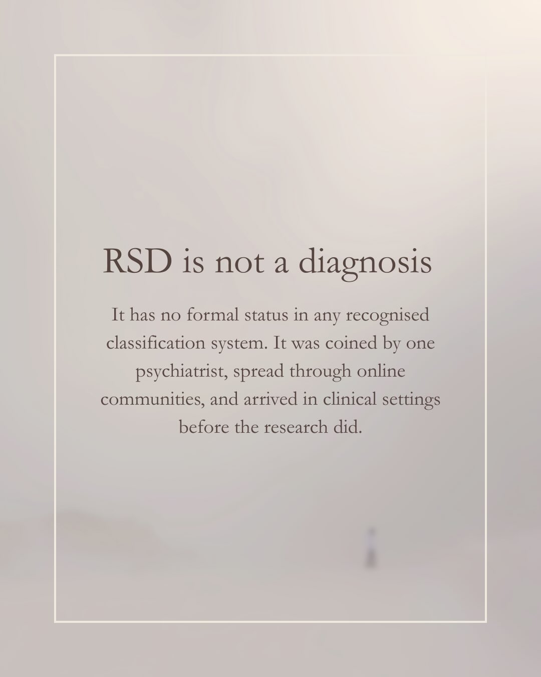 Perhaps the more interesting clinical question about RSD is not whether it is a diagnosis.
It is what happens when a label becomes an identity before it has ever been examined.
I believe this forecloses something. Not just in treatment, but in the person’s relationship with their own interior life.
Link in bio.
#RSD #ADHD #depthpsychology #psychodynamictherapy #rejectionSensitivity