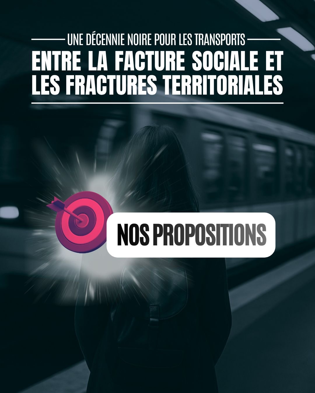 7/7 Nos propositions !
Pour des transports fiables et abordables, nous portons des solutions concrètes pour les Franciliens, notamment :
- Renégocier l’accord Pécresse-Beaune
- Créer un bouclier tarifaire pour les - de 26 ans
- Mettre en place un ticket heure creuse.