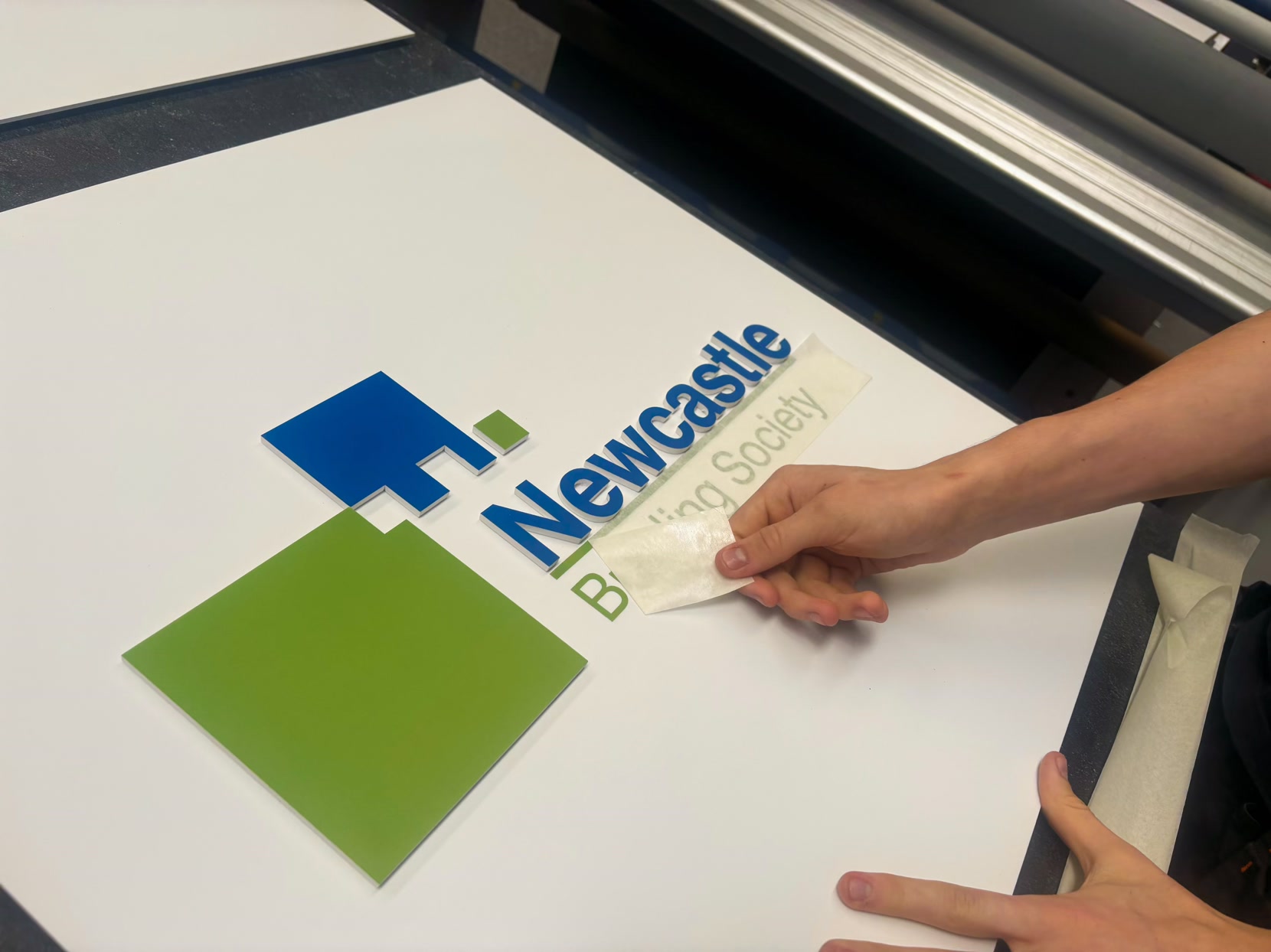 We’ve just refreshed the blank walls at Newcastle Building Society’s Cobalt HQ ahead of their AGM today.
Combining high quality printed vinyl with layered Foamex, we’ve created a design that has both depth and impact.
The interchangeable modular panels mean future updates are simple, keeping the design fresh and evolving.