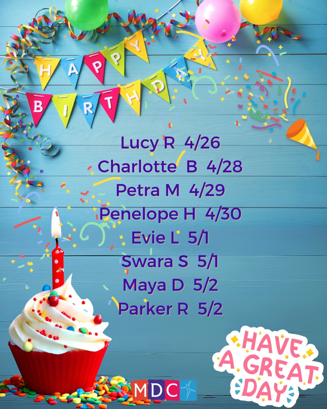 Happy birthday to our dancers celabrating this week! 🥳🎈 Enjoy YOUR day!