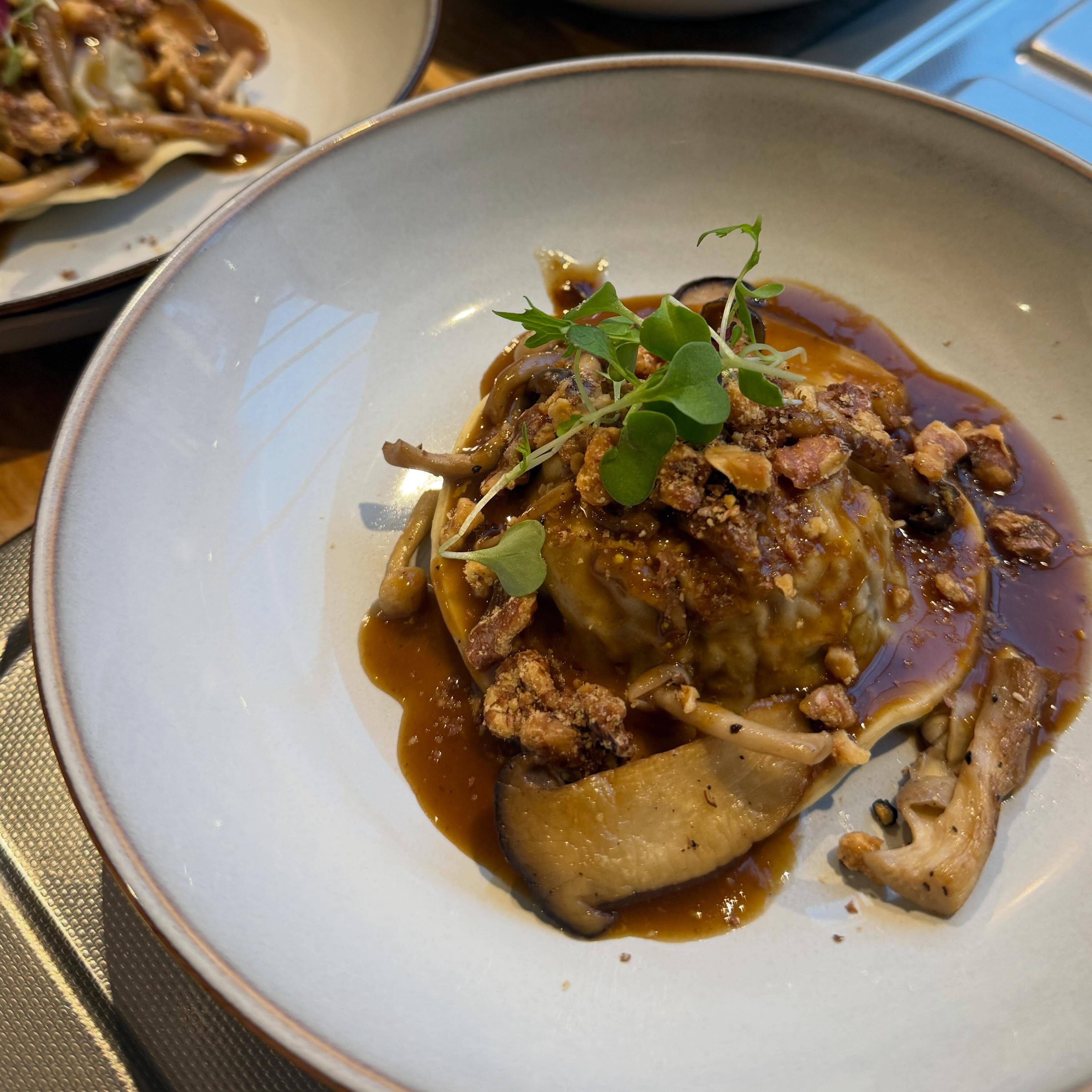Spring Private Dinner Menu
Local Produce - in Season - Intense Flavour
Confit Duck Leg Ravioli
Sauté Wild Mushrooms - Orange Fennel Jus - Toasted Walnuts
This weekends private dining was all about our spring menu with the confit duck ravioli being the star of the show along with our celebration of English spring lamb.