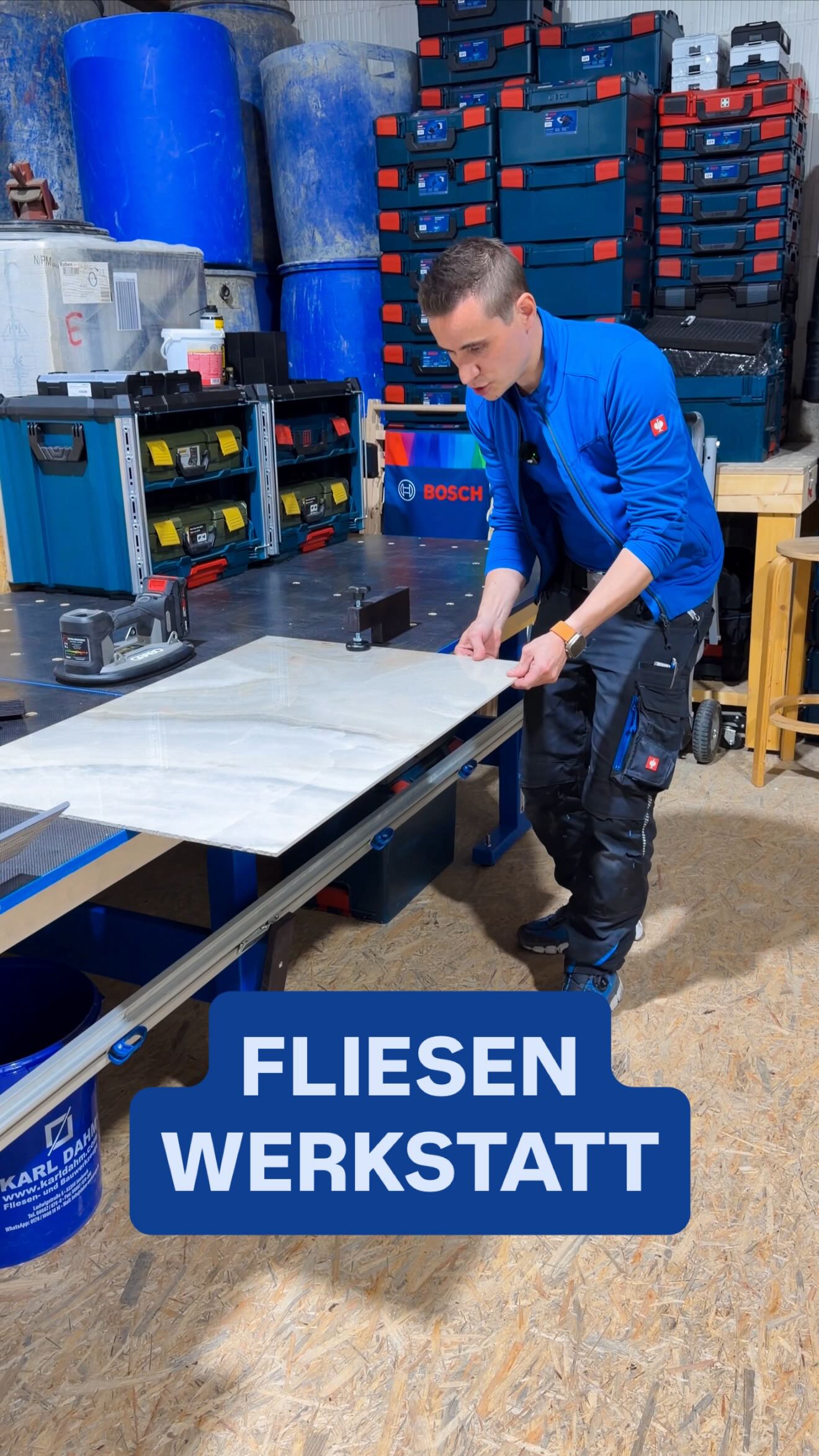 Meine neue FliesenWerkstatt 😍Hier werden zukünftig Waschtische gebaut, beflieste Drückerplatten vorbereitet, großformatige Fliesen für die Baustelle zugeschnitten und auch Workshops durchgeführt 😎💪🏼