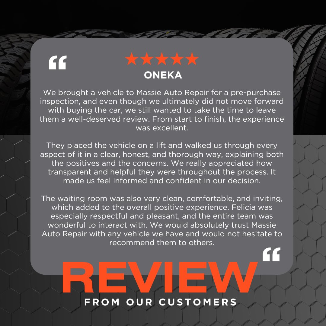 As always thank you to our customers for taking the time to share with others on why we are your trusted mechanics! Also shoutout to our girl Felicia for handling all of our schedule and customer service needs! 🙌
#customerservice #automechanic #locallyowned