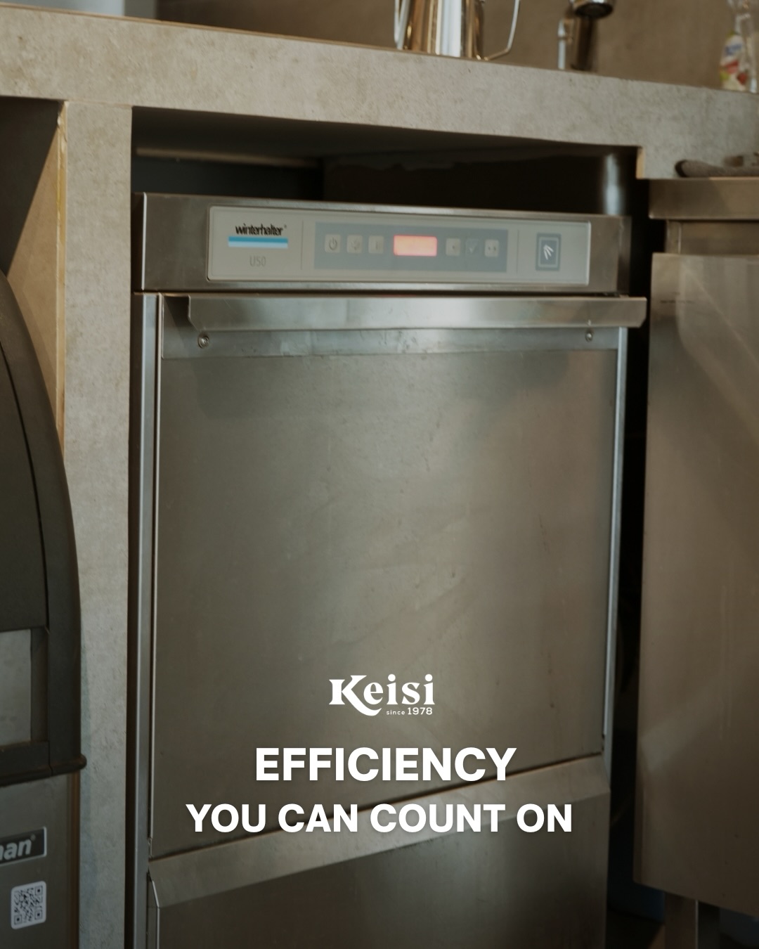 Efficiency you can count on.
The Winterhalter undercounter is built for kitchens that can’t afford delays.
– Powerful cleaning performance
– Compact, space-saving design
– Consistent results, every cycle
Perfect for busy bars, cafés, and professional kitchens.
Because when the flow is smooth, everything works better.
#Keisi #Winterhalter #DishwashingSystem #ProfessionalKitchen #FNB
