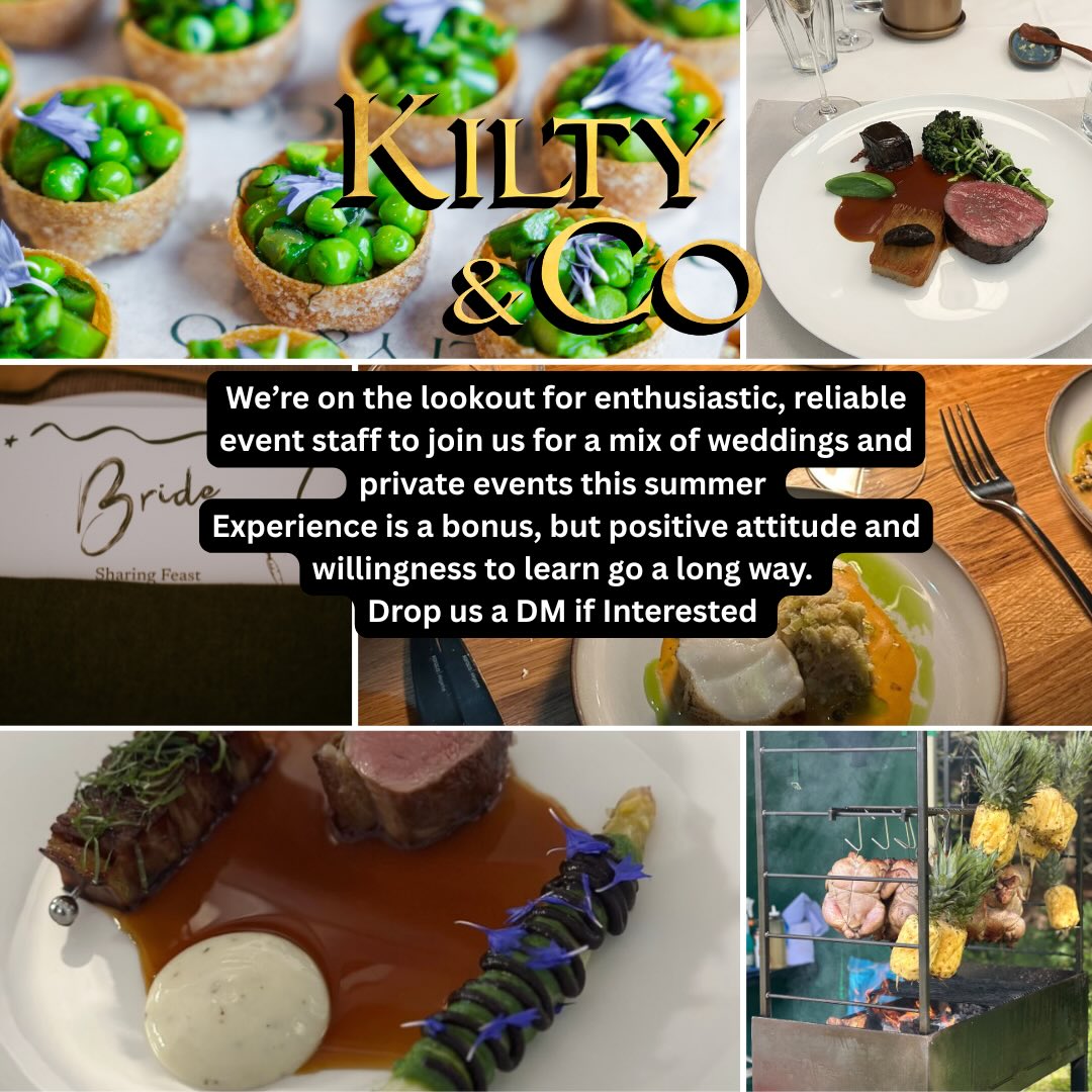 We’re gearing up for a busy summer and looking to grow the Kilty&Co team!
We’re on the lookout for enthusiastic, reliable event staff to join us for a mix of weddings and private events. If you love working in a fast-paced environment, have great energy, and enjoy being part of unforgettable moments, we’d love to hear from you.
Flexible summer work
Variety of stunning venues
Great team atmosphere
Experience is a bonus, but a positive attitude and willingness to learn go a long way.
Interested?
Drop us a message or email us at Eat@kiltyandco.co.uk to find out more!
#kiltyanco #EventStaff #SummerJobs #Weddings #HospitalityJobs