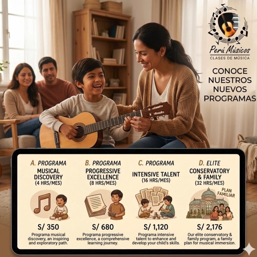 🥰¿Deseas que tu hijo/a desarrolle su máximo potencial artístico y personal? No te conformes con simples "clases de música". En Perú Músicos, te ofrecemos una formación integral que transforma vidas.
🎹Nuestra "Escalera de Valor" está diseñada para guiar a tu hijo/a en un camino de crecimiento continuo, adaptándose a sus necesidades y aspiraciones. No se trata solo de aprender a tocar un instrumento, sino de cultivar disciplina, sensibilidad artística y confianza en sí mismo.
❤Imagina a tu hijo/a desbordando alegría al dominar un instrumento, expresando sus emociones a través de la música y desarrollando habilidades que le servirán para toda la vida. Nuestra metodología PNL, aplicada a la música, potencia el aprendizaje y la conexión emocional, garantizando resultados visibles.
🧐No elijas un "precio", elige el "nivel de éxito" para tu hijo/a. Explora nuestra "Escalera de Valor" y contáctanos para una asesoría personalizada. ¡Invierte en su futuro hoy mismo!
www.perumusicos.com
Reserva tus clases al Whatsapp https://wa.me/51922168421 y https://wa.me/51984150584 ¡RESERVA TUS CLASES AHORA!
#PeruMusicos #EducacionMusical #PNLyMusica #PotencialInfantil #ClasesDeMusica #MusicaYEducacion #FormacionIntegral #HijosFelices #DesarrolloPersonal #MusicaLima #ClasesDeMusicaOnline