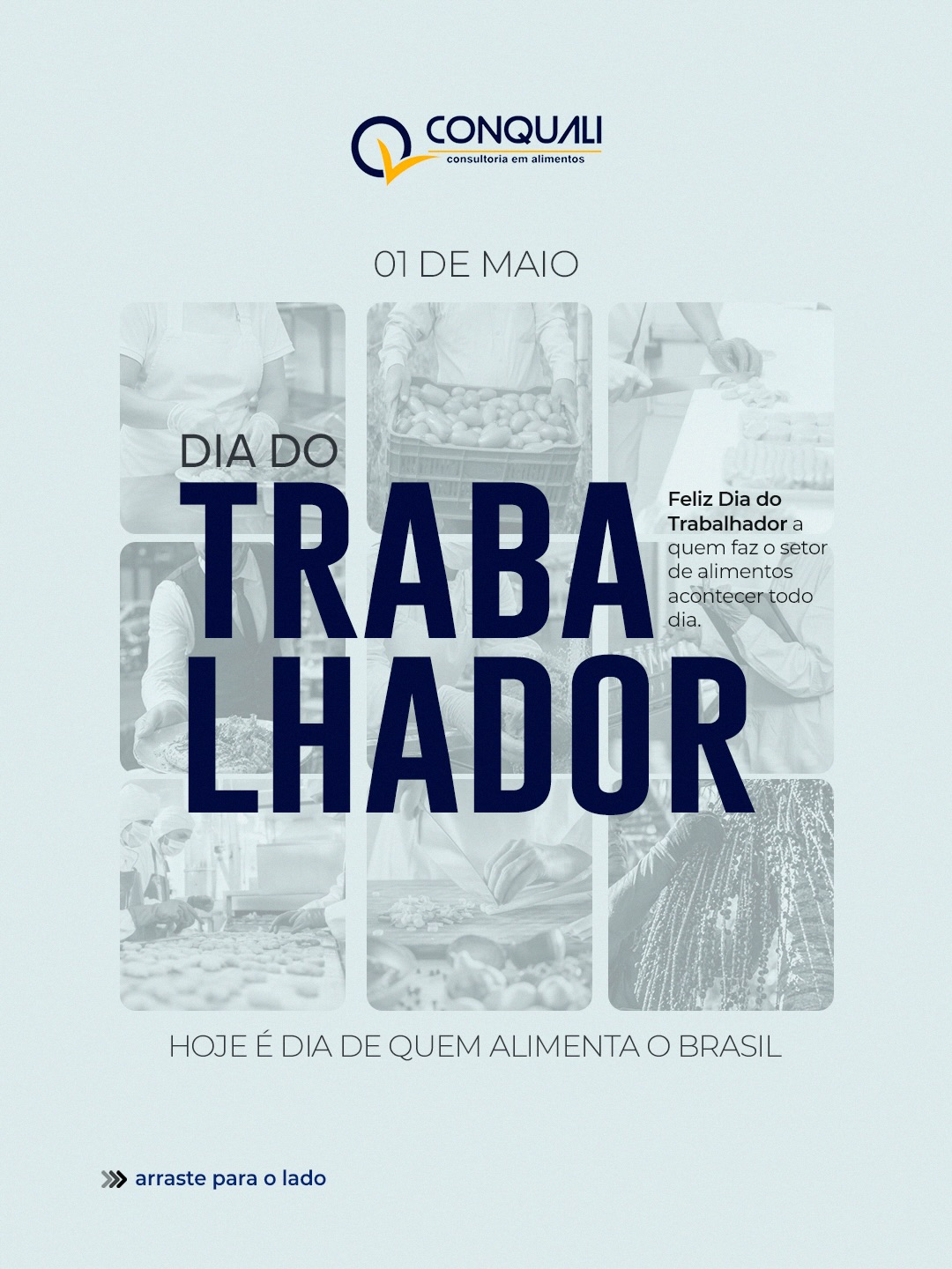 Hoje a gente para pra celebrar quem faz o setor de alimentos girar. 🧡
Do cozinheiro ao auxiliar, do padeiro ao atendente, cada um tem um papel essencial na cadeia que leva alimento seguro à mesa de quem confia no seu trabalho.
Feliz Dia do Trabalhador a todos os profissionais do setor alimentício! 💙
#DiaDoDrabalhador #1deMaio #Conquali #SetorDeAlimentos #TrabalhadoresDeAlimentos