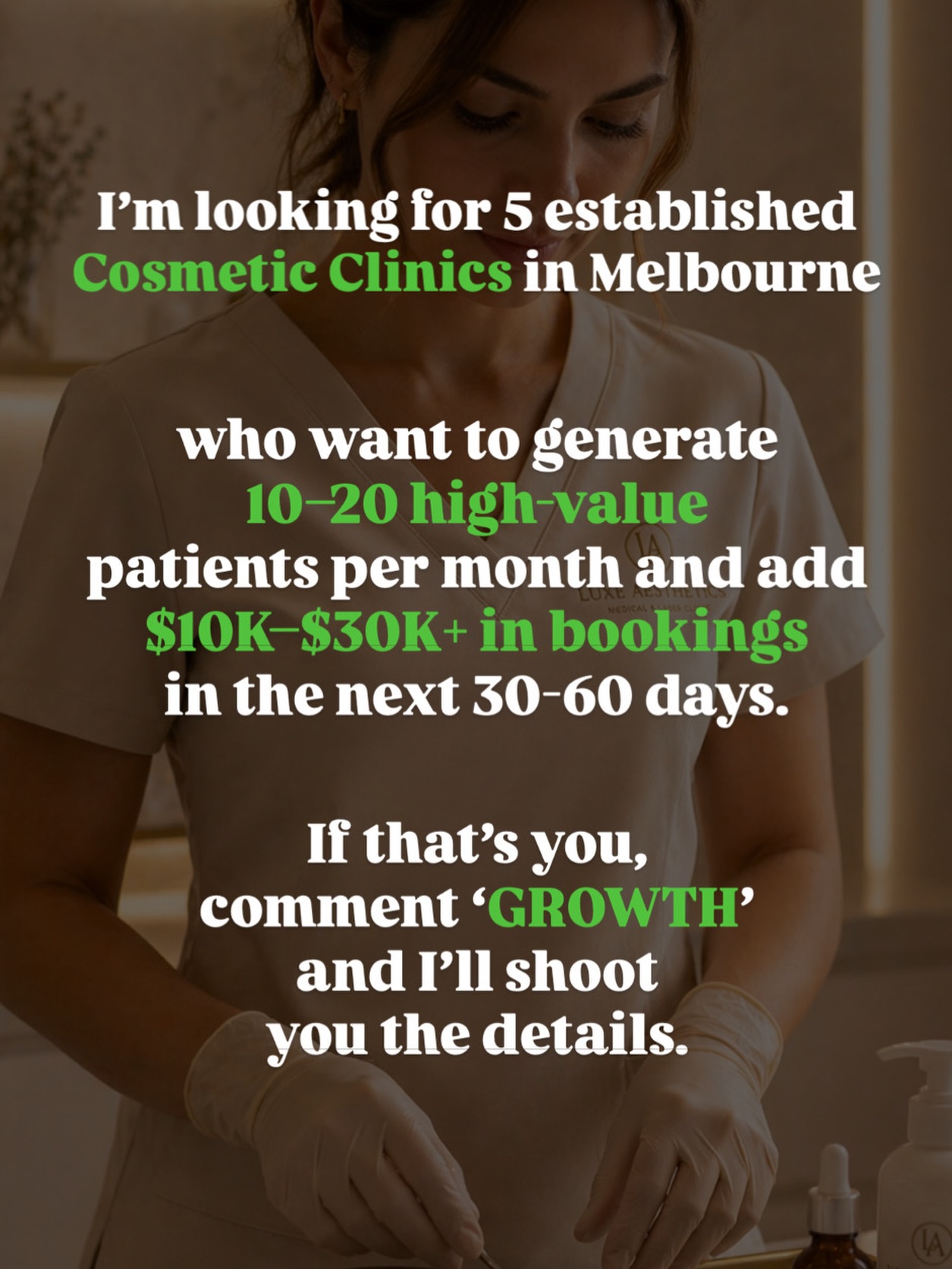 Most cosmetic clinics in Melbourne don’t have a lead problem.
They have a perception problem.
You might be doing incredible work. But if your brand doesn’t feel premium the second someone finds you online…
You’re attracting price-shoppers, time-wasters, and people who never say yes.
The clinics winning right now aren’t necessarily better than you.
They just look more trustworthy. And that changes everything.
I’m looking for 5 established cosmetic clinics in Melbourne ready to:
✦ Generate 10–20 high-value patients per month ✦ Add $10K–$30K+ in bookings
✦ Do it within 30–60 days
If that’s you — comment “GROWTH” below 👇
I’ll send you a personalised breakdown of what’s holding you back and how to fix it fast.
No fluff. Just clarity.