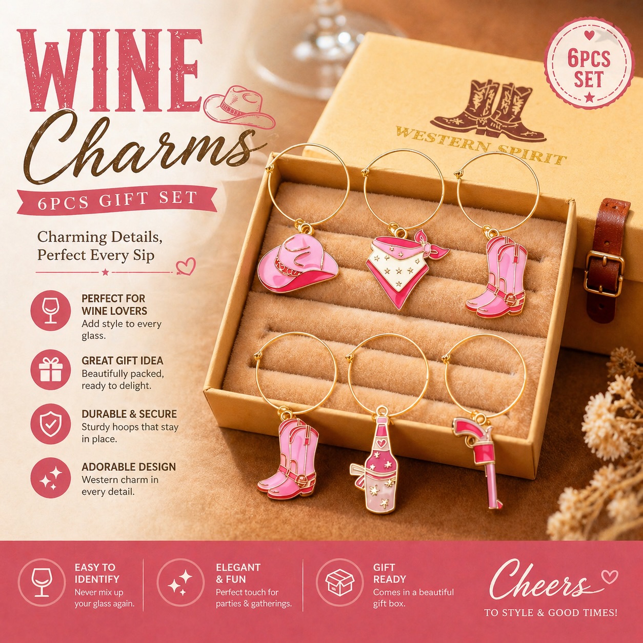 成班朋友開 Party 最驚拎錯杯? 唔使驚!呢套 6 件裝酒杯環 (Wine Charms) 就係你嘅派對救星!🤠💖
每一款都係精緻嘅粉紅色配金色設計,有牛仔帽、長靴、仲有支超打卡嘅星空酒樽。只要輕輕扣喺杯柄上面,每個人嘅杯都即刻有返自已嘅標誌,唔驚飲錯人哋嗰杯,又可以為餐枱增加氣氛!✨
✨ 必有原因:
• 派對恩物:輕易辨認自已個杯,衛生又型格。
• 精緻設計:粉紅配金嘅 Enamel 設計,充滿西部浪漫風情。
• 耐用扣環:採用鋅合金同鐵製成,扣得好穩陣,唔驚跌。
• 精美禮盒:送禮自用都一流,一盒 6 款唔同造型。
• 啱晒所有場合:無論係婚禮、生日派對、定係平日晚餐聚會都咁夾。
🎨 客製化特別優惠: 想要印自已公司或者活動嘅 Logo?訂購 100 套起就可以客製化專屬圖案! 用嚟做散水禮物或者公司 Event 小禮品直情係加晒分!🎁✨
🍷 Elevate Every Sip with Pink Western Wine Charms! 🥂
Never mix up your drinks again! Add a touch of charm and personality to your next gathering with this 6pcs Western Spirit Wine Charm Set. 🤠💖
🛠️ Product Specifications:
• Unique Styles: Includes 6 different charms (Cowboy Hat, Bandana, Boots, Wine Bottle, and Revolver).
• High-Quality Materials: Made of durable Zinc Alloy with a sleek Pink & Gold finish.
• Perfect Size: Charms range from 1.2cm to 2.3cm, with a secure 2.5cm hoop diameter.
• Gift Ready: Comes in a beautiful 10.5cm x 10.5cm ”Western Spirit“ gift box.
• Lightweight: The entire set weighs only approximately 85g.
🔥 Custom Branding Special: Make your event truly memorable! Custom Logo & Graphic printing is available for bulk orders of 100 sets or more. Perfect for weddings, corporate gifts, or special celebrations! 🛠️🎨
#WineCharms #PartyEssentials #PinkWestern #CowgirlAesthetic #WineLovers GiftIdeas PartyHacks CustomGifts 酒杯環 派對好物 西部風 客製化禮物 生活品味 Cheers