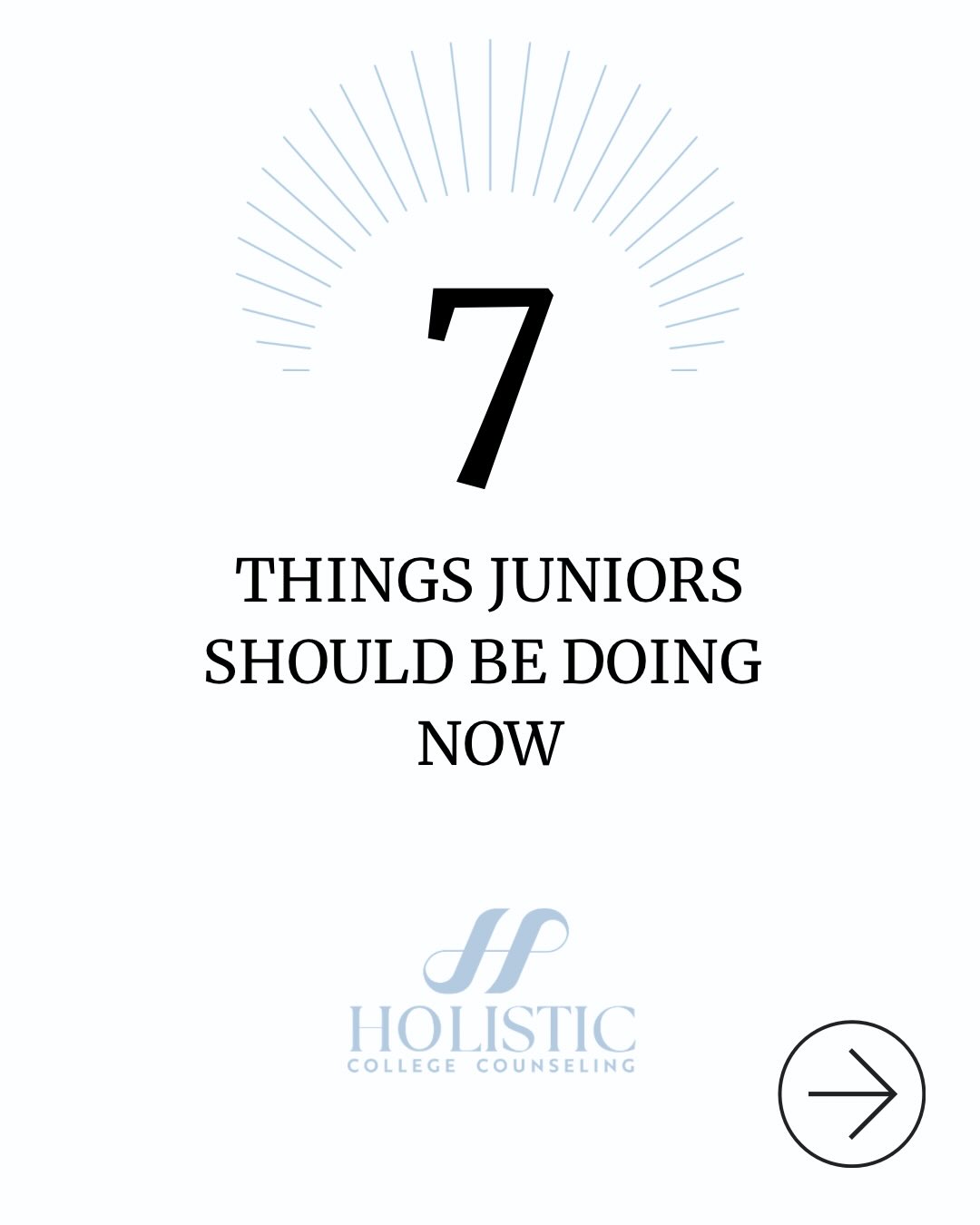 It’s officially go time for the Class of 2027. The difference between starting early and waiting is the difference between a strategically thought out application and one that is simply filled out.
There are a few things that juniors can be doing right now to get the process started.
If you want some direction email info@holisiccollegecounseling.com or DM me to set up a free consultation.