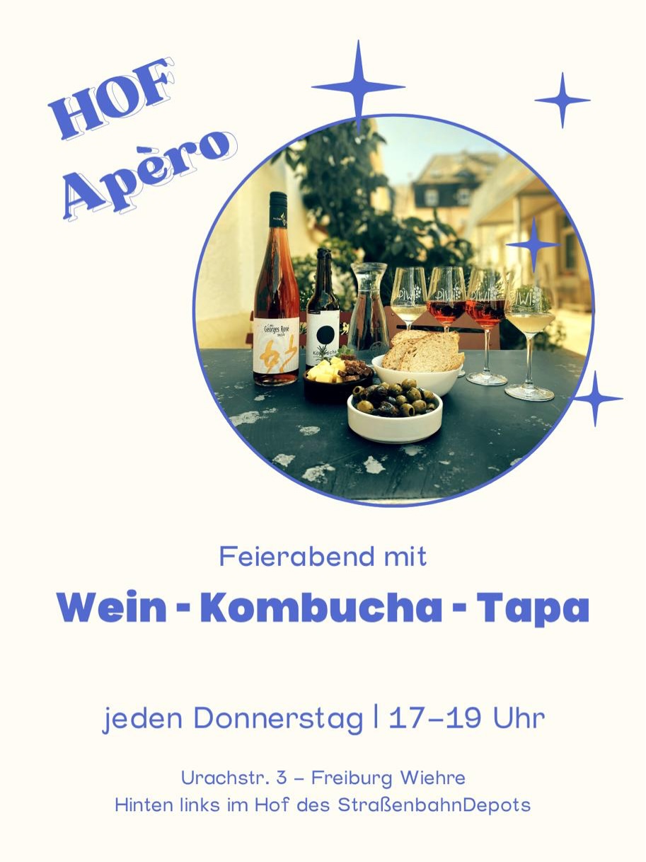 🍷✨ Feierabend
Jeden Donnerstag lädt der Hof Apéro im Weingut Andreas Dilger zum entspannten Ausklang ein. 💚
Freu dich auf Bio-Weine, Kombucha von St. Ferment und dazu feine Tapa-Snacks.
🕔 17–19 Uhr
📍 Freiburg-Weingut Andreas Dilger
Komm vorbei & genieß den Abend mit uns!✨🚲