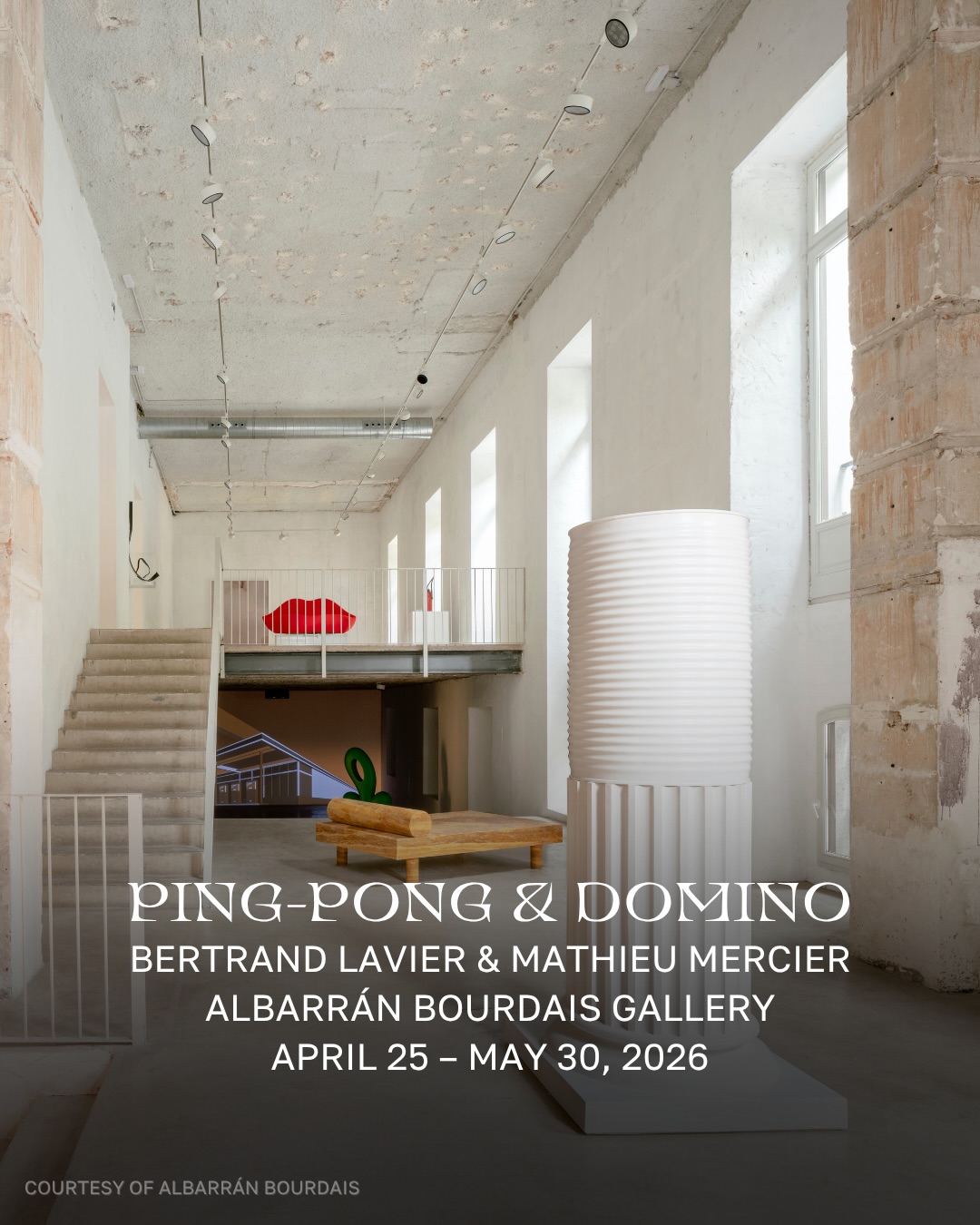 Ping-Pong & Domino l Bertrand Lavier & Mathieu Mercier at Albarrán Bourdais
Bertrand Lavier and Mathieu Mercier into a precise dialogue on the object, its meaning, and its instability within contemporary culture, placing the object within a field of tension between functionality, representation, and aesthetic autonomy.
Among the works presented, Bertrand Lavier’s iconic piece Bocca—the red lips-shaped sofa designed by Studio 65, drawing on the iconography of Salvador Dalí.
For his part, Mathieu Mercier’s Last Day Bed introduces a radically different presence. Carved in marble, the piece recalls the modern daybed associated with Mies van der Rohe, evoking both the history of design and the tradition of minimalist sculpture.
Works are presented in pairs, generating a sequence of encounters where contrasts and affinities construct a visual chain reaction.
On view 25 April — 30 May 2026
@albarran.bourdais
HT #BertrandLavier #MathieuMercier #AlbarranBourdais #FVTVRIST
#ContemporaryArt