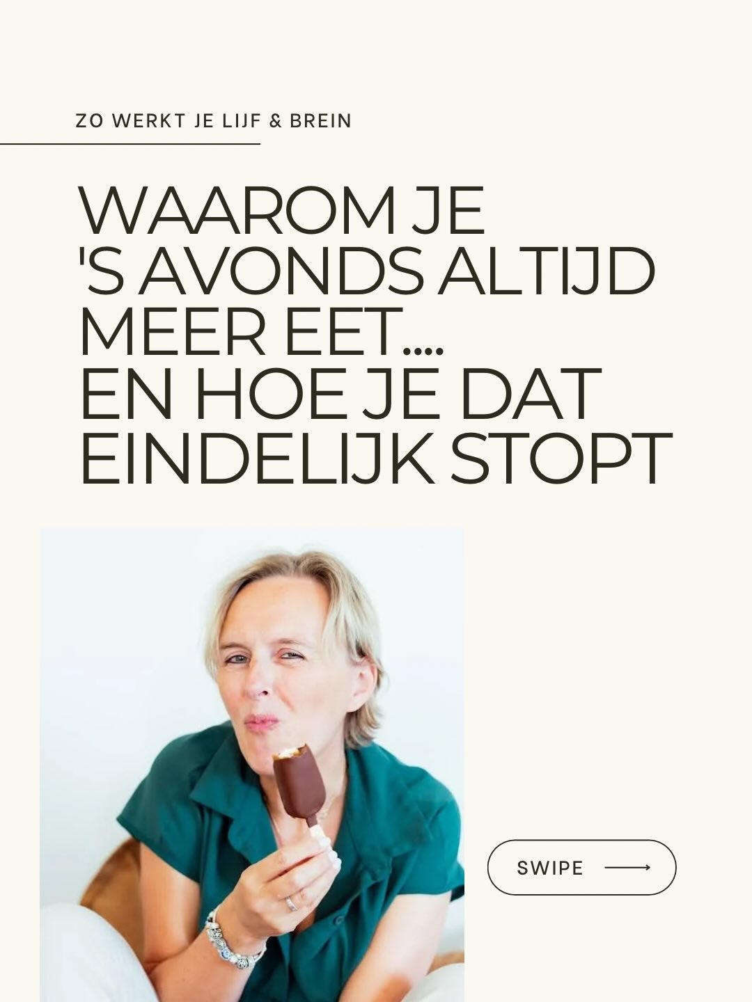 Waarom je ‘s avonds altijd meer eet — en hoe je dat stopt 🌙
Overdag goed bezig. ‘s Avonds aan de koelkast. Klinkt bekend?
Dit heeft niets met discipline te maken. Wie emotie eten wil stoppen, begint best met begrijpen *waarom* het gebeurt — niet met nog strenger zijn voor zichzelf.
Want afvallen zonder jojo effect vraagt geen nieuw dieet. Het vraagt inzicht in je eigen patronen.
Swipe voor de 3 echte redenen én wat écht helpt. 👉
🔖 Sla op voor later
💜 Stuur naar iemand die dit herkent
Hulp nodig, stuur me een berichtje,
Liefs, Elly 💋