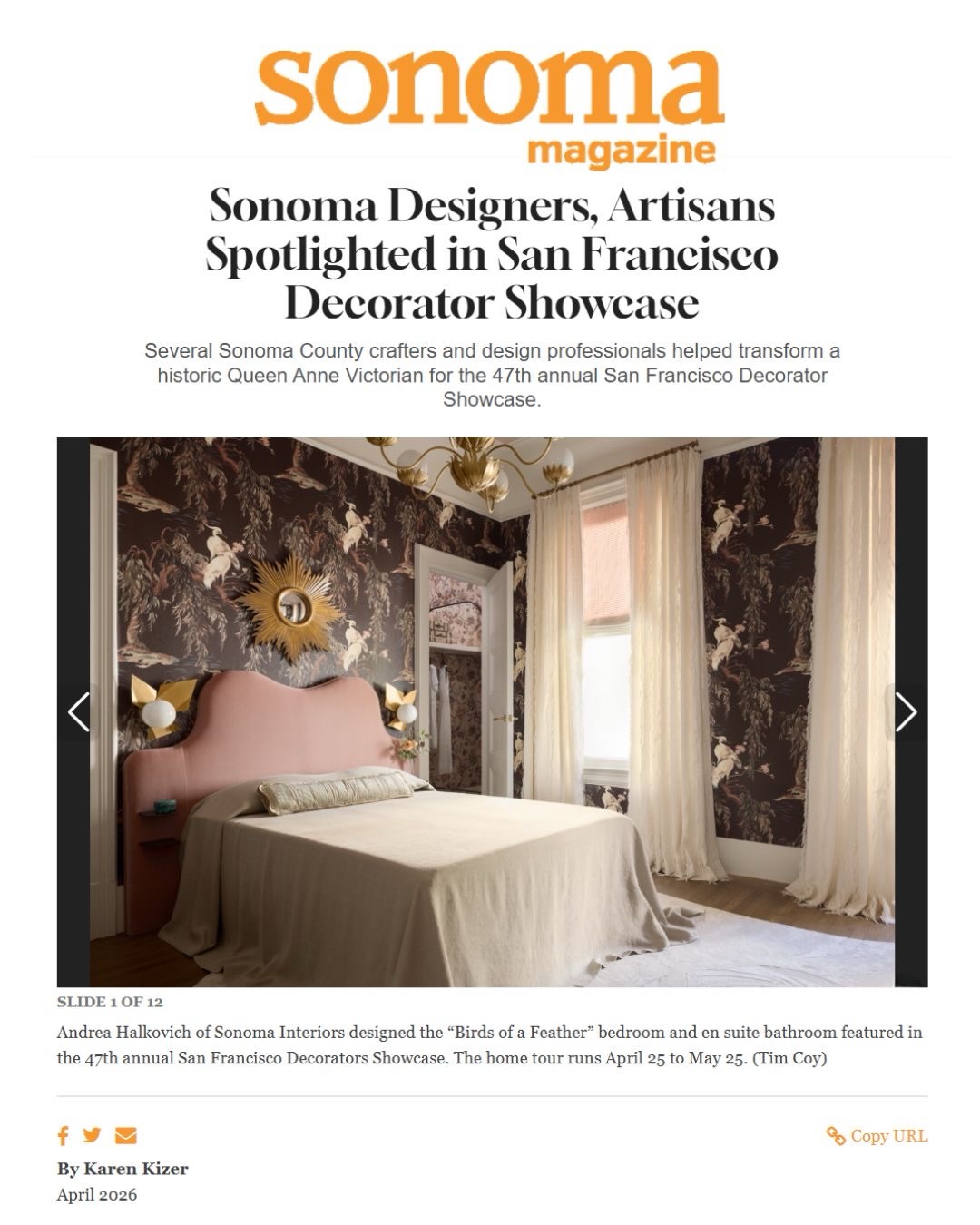 Grateful to be featured in Sonoma Magazine!
A heartfelt thank you to Karen Kizer for the thoughtful article highlighting Sonoma Interiors, and for shining a light on the incredible vendors, artisans, and build partners from Sonoma County who brought Birds of a Feather to life.
It means so much to celebrate the talent and craftsmanship of this incredible community.
Read the full story at the link in bio or here: https://www.sonomamag.com/sonoma-designers-artisans-spotlighted-in-san-francisco-decorator-showcase/?gSlide=1
Thank you to @tim.d.coy.photography for capturing such beautiful images of our en suite! ✨
#SonomaMagazine #SonomaInteriors #BirdsOfAFeather #SFDecoratorShowcase #SonomaCounty
@dotto_company
@aguilartile
@sandrajordanprimaalpaca
@mcintyretile
@tuellandreynolds
@kearsleyofficial
@winecountrychocolates
@surge_electric707
@sonomamag