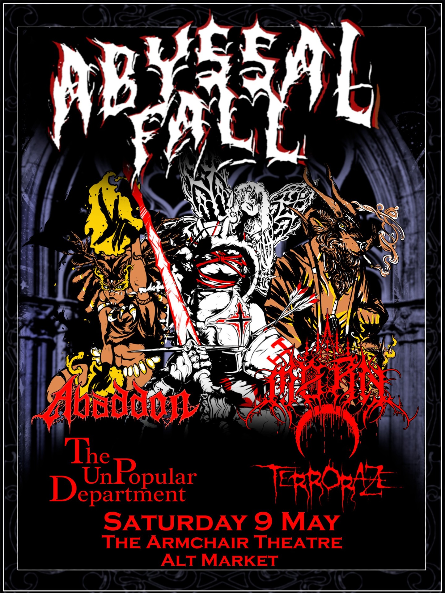 ⚔️ We're starting off May with a heavy dose of metal!
We can't wait to be part of the alt market at Abyssal Fall on the 9th of May at @ourarmchair.
Catch these amazing bands at the event 😍
@mornmetalza
@abaddonbandza
@terrorazeband
@the_upd
See you there! 🤘
#apparitionatelier #armchairtheatre #metalmusıc #capetown #musicevent