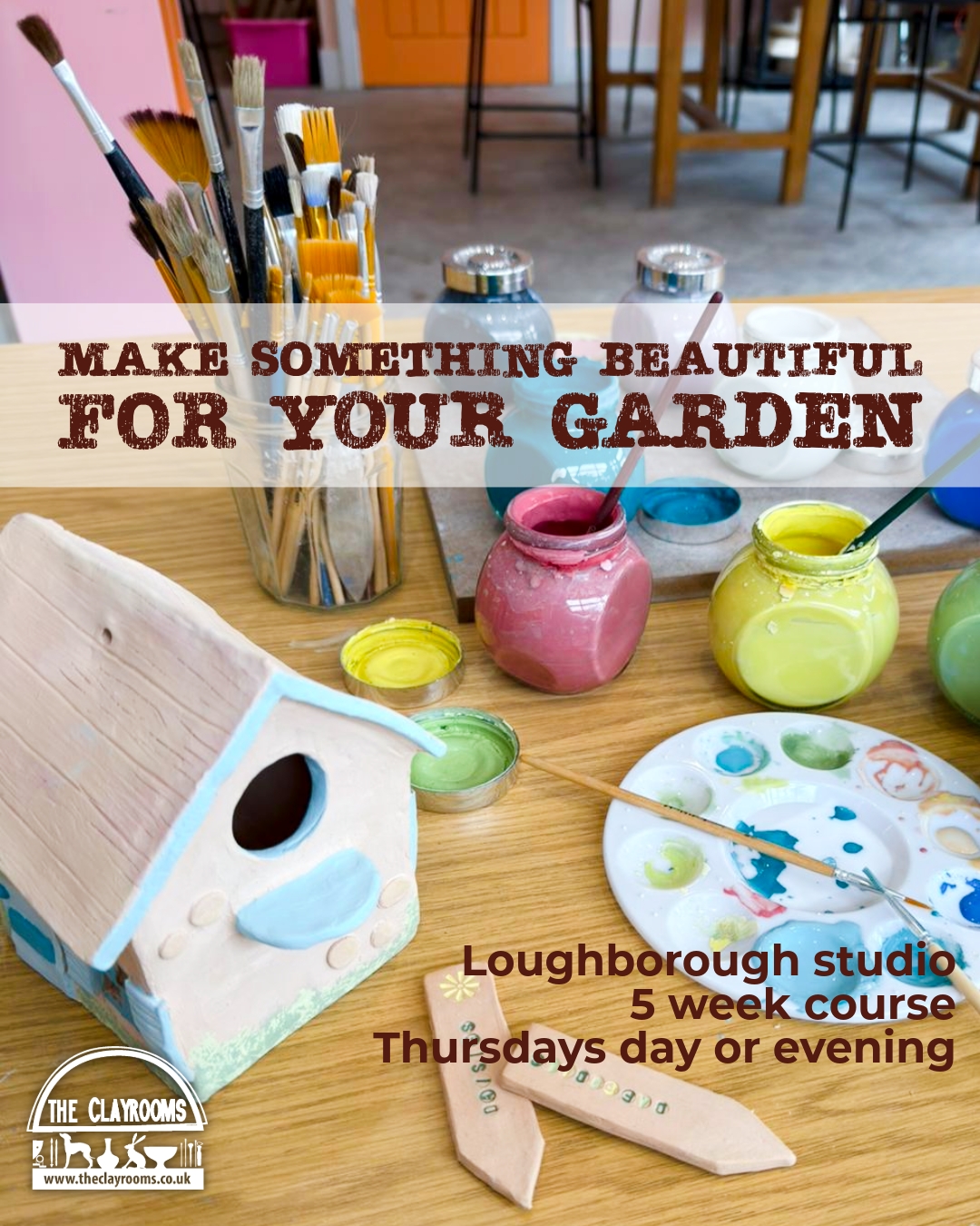 Imagine stepping into your garden and seeing something you made yourself 🌿
There’s something special about creating pieces that become part of your everyday space.
Our 5-week Hand-Building Course at The Clayrooms Loughborough is all about turning clay into beautiful decorative garden pieces you’ll actually use and enjoy - from veg stakes and hanging herb pockets to your very own ceramic bird house 🏡✨
Using slab-building techniques, we’ll start from the very basics and guide you through each step, helping you build confidence as your skills grow across the course.
Whether you’re completely new to pottery or already have a little experience, this course is designed to feel relaxed, welcoming and easy to step into.
👐 Beginner-friendly
🌸 Thursday mornings 10am–12pm or evenings 7–9pm
📍 The Clayrooms Loughborough
✨ May–June term
You’ll decorate every piece yourself using underglazes and transparent glaze, creating something personal, practical and completely unique.
A little creativity, a little calm, and something beautiful for your garden at the end of it 🌞
Would you make a bird house, herb pockets or decorative plant markers first? Tell us below 👇
