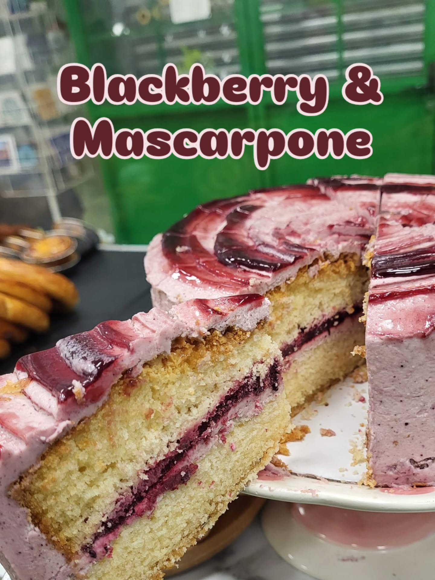 Blackberry and mascarpone cake for the start of the week, creamy, and refreshing, combining the deep, earthy sweetness of blackberries with the mild, buttery, and luxurious texture of mascarpone cheese. #summertreat #suportlocal #independentbusiness #familybakery #blackberryandmascarponecake