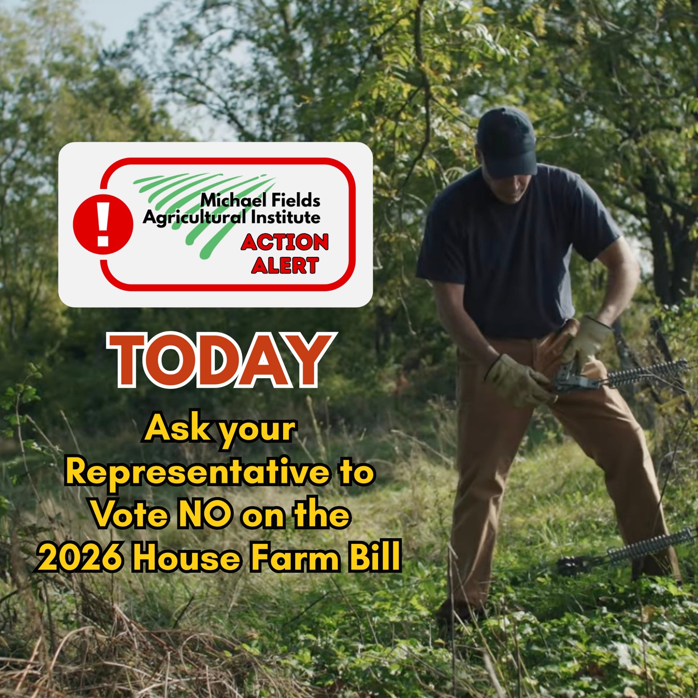 Farm Bill Alert! A vote on the House Farm Bill was just delayed until next week. Please take action in the next few days to email or call your representative and ask them to vote NO.
MFAI has signed on to a letter with several hundred other farm organizations asking Congress to do better than this proposal, which diverts money away from conservation programs, lacks a mechanism for getting American farmers’ products to those in need, and fails to support small, medium, beginning and diversified farmers. Please join us by contacting your representative.
Find talking points and links at our latest blog: michaelfields.org/blog
