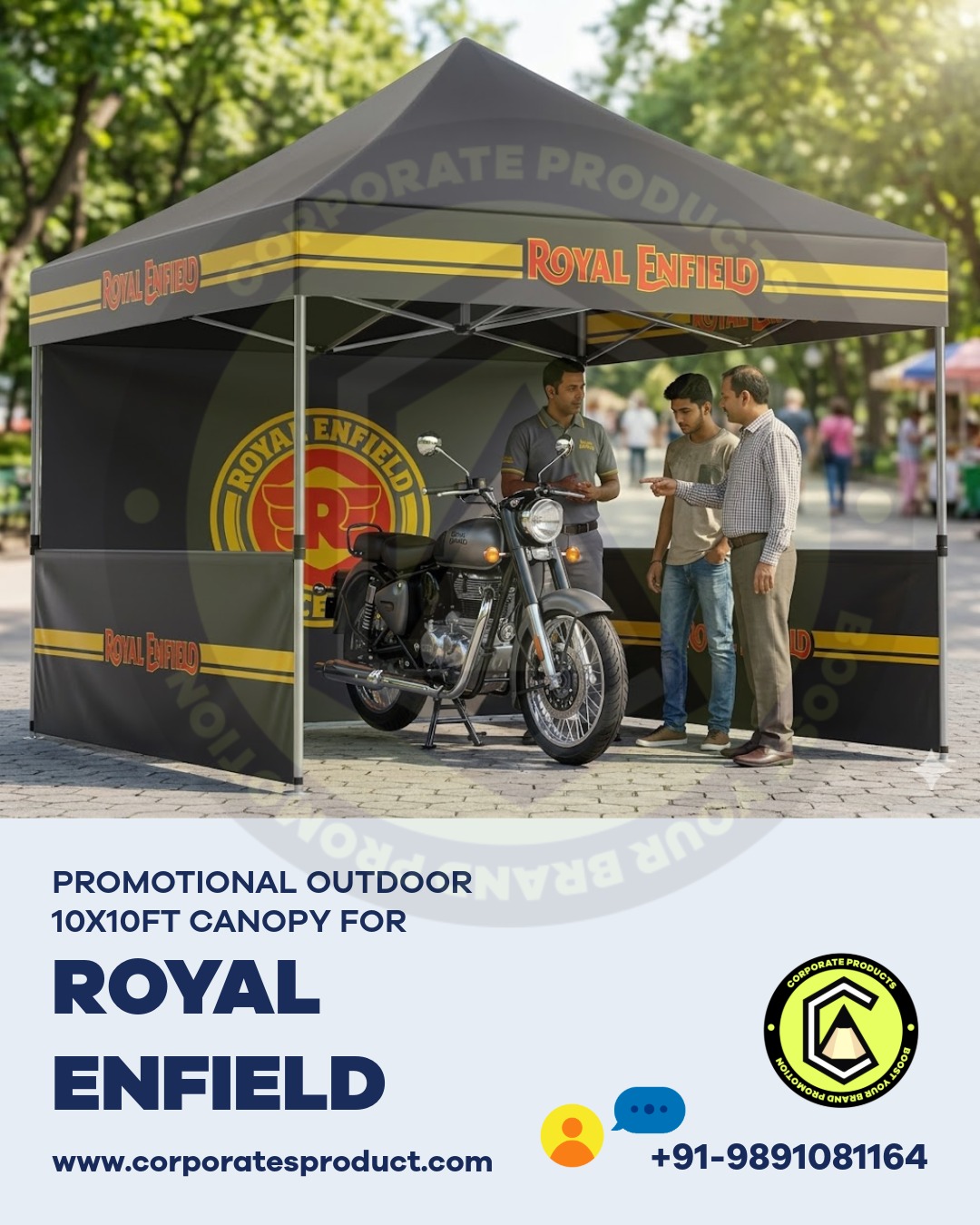 We are a promotional canopy manufacturer for Royal Enfield dealers, supplying custom printed showroom canopy tents across India.
From design to printing to delivery, we handle complete Royal Enfield canopy production so your team just focuses on generating leads and delivering rides.
DM for catalogue, sizes and best bulk prices for Royal Enfield showrooms across India.
#royalenfield #bikedealer #royalenfieldcanopy