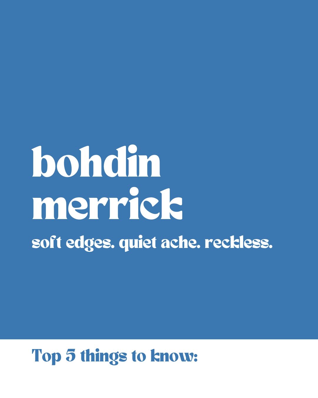 There’s something about the soft ones that always undo me.
Bohdin Merrick is the kind of character who feels everything deeply, stays too long, loves too hard, and keeps hoping even when hope should’ve left him behind. And honestly? That might be the most dangerous thing about him.
He’s tenderness with a breaking point. Quiet ache with teeth. The kind of man who makes you trust him… and worry for him in the very same breath.
Tell me — which fact about Bohdin has you the most intrigued? 🤍👀
Character art reveal in a couple of days! 😜