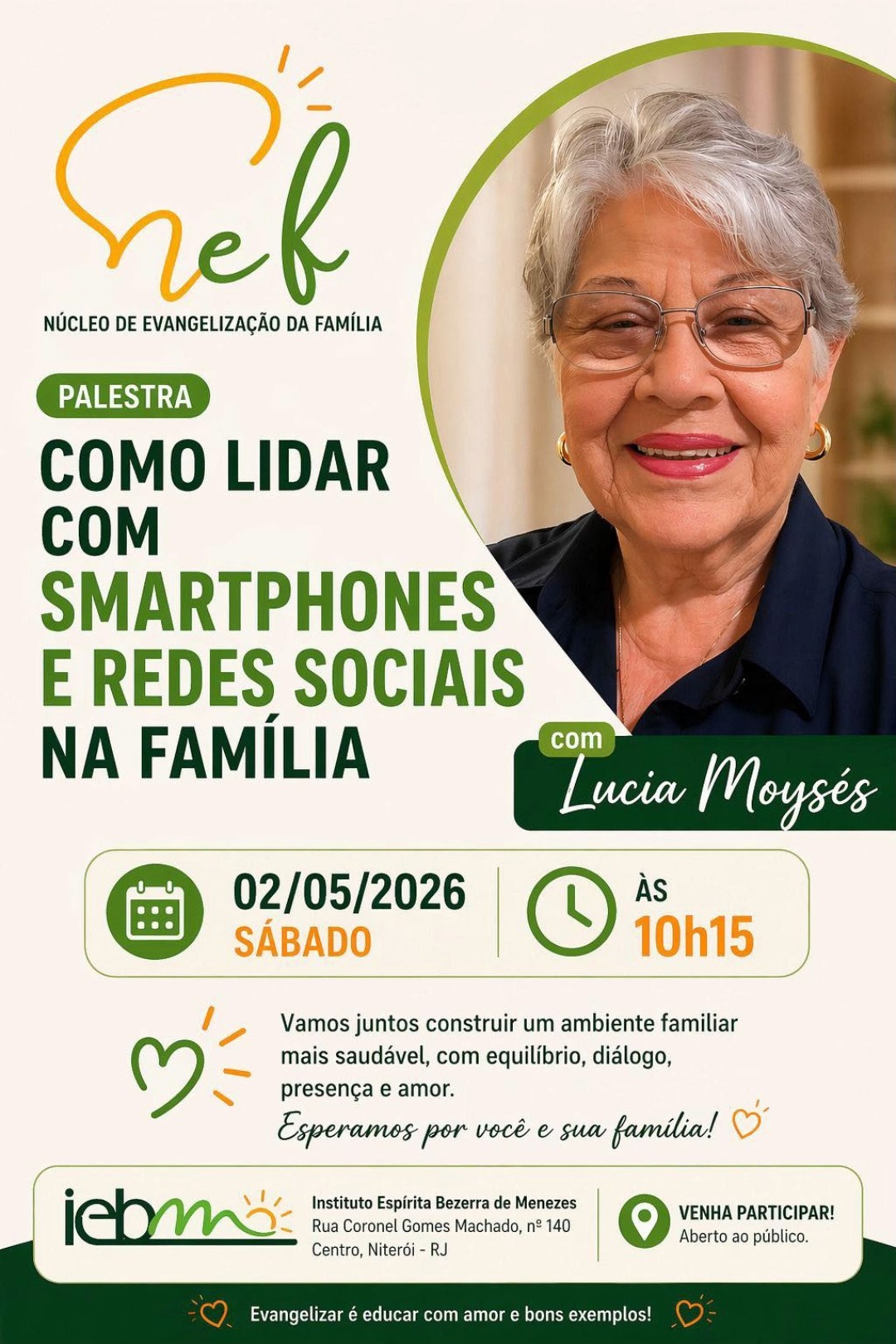 Menos filtro, mais afeto. Se você passa mais tempo olhando para o brilho da tela do que para os olhos da sua família, a gente precisa conversar. @lucia_maria_moyses te espera amanhã às 10h15 para um "detox" necessário. Está aberto ao público, então não tem desculpa. 💙