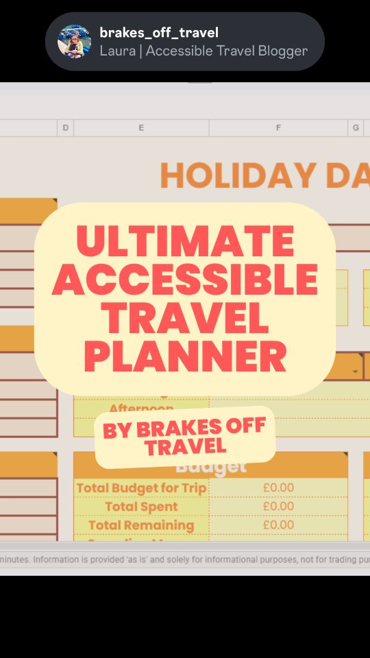 Need help planning your next accessible trip? 👩🏻🦽
Planning a trip can be exciting, but it often comes with challenges, especially when accessibility is a key element to a successful trip.
Finding and organising all the necessary information about accessible accommodations, transportation and activities can quickly become overwhelming.
That’s why we have created a digital accessible travel planner designed specifically to make accessible trip planning easier and stress free. This new planner helps you log important details, budget your trip, track hotel accessibility features, create detailed itineraries and much more.
Now available with an introductory 20% discount (limited time only)!
Visit the link in the bio to purchase and start planning! 🔗
#travelplanner #accessibletravel #disabledtravel #accessibleplanning #hotelresearch