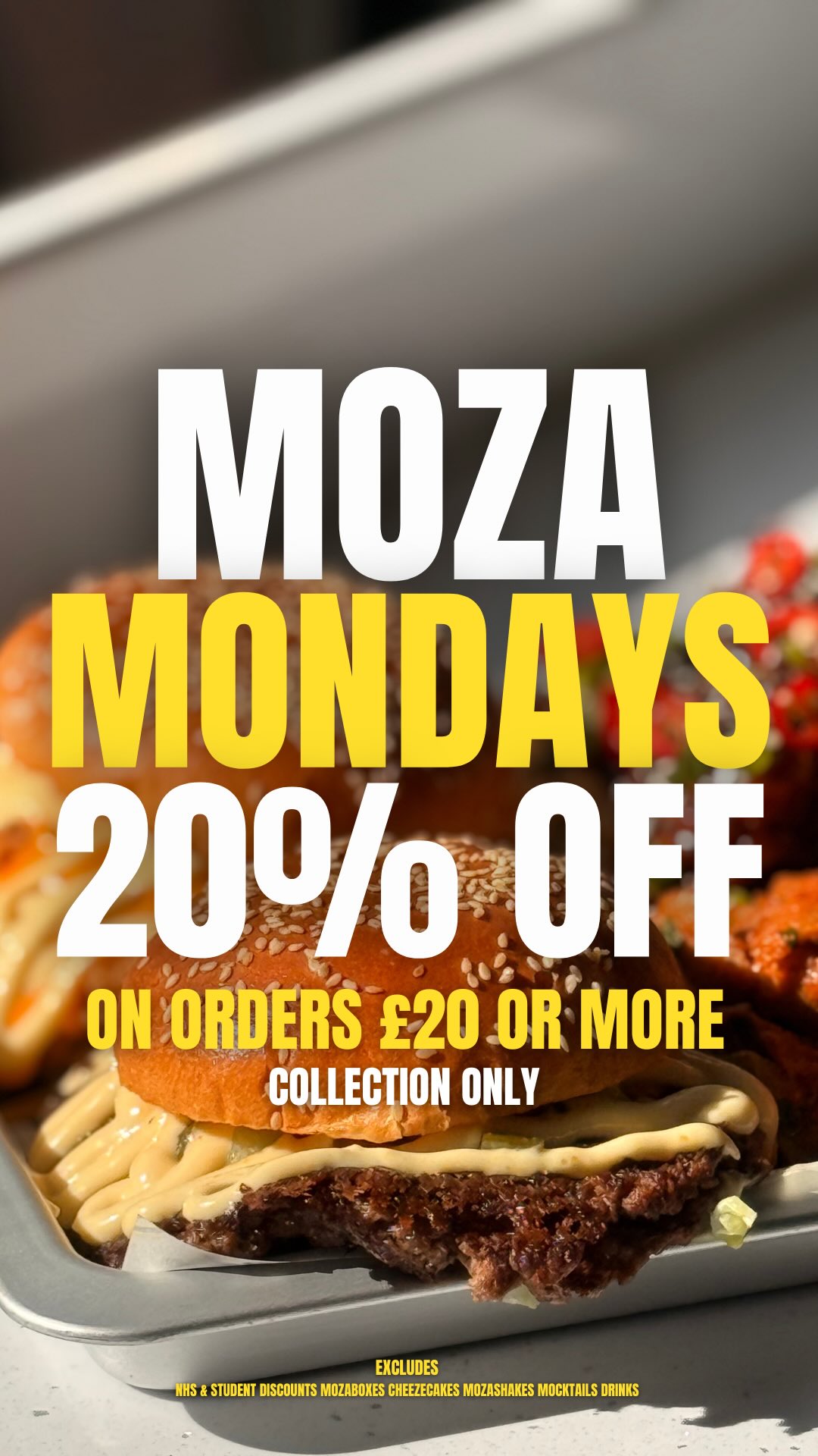 20% OFF ON ORDERS OVER £20!!! - MOZA MONDAYS!!! 🤑🤑🤑
GET DOWN TO MOZA TO START THE WEEK OFF RIGHT 🤤🤩😏
Excludes: NHS & Student Discounts, All Moza Boxes, Cheezecakes, Mozashakes, Mocktails and Drinks.
See our saved stories for our menu! 🔖
Call us on 01753923379 to make an order for collection!
You can also find us on DELIVEROO! JUSTEAT! 📲
Located 30 seconds walk from IVER station off the Elizabeth Line!
📍2 WELLESLEY AVENUE, IVER, SL0 9AY 🚶🏽 🚗 🚲 🏍️ 🚂
#simplydelicious #moza #halalburgers #halalfood #naga