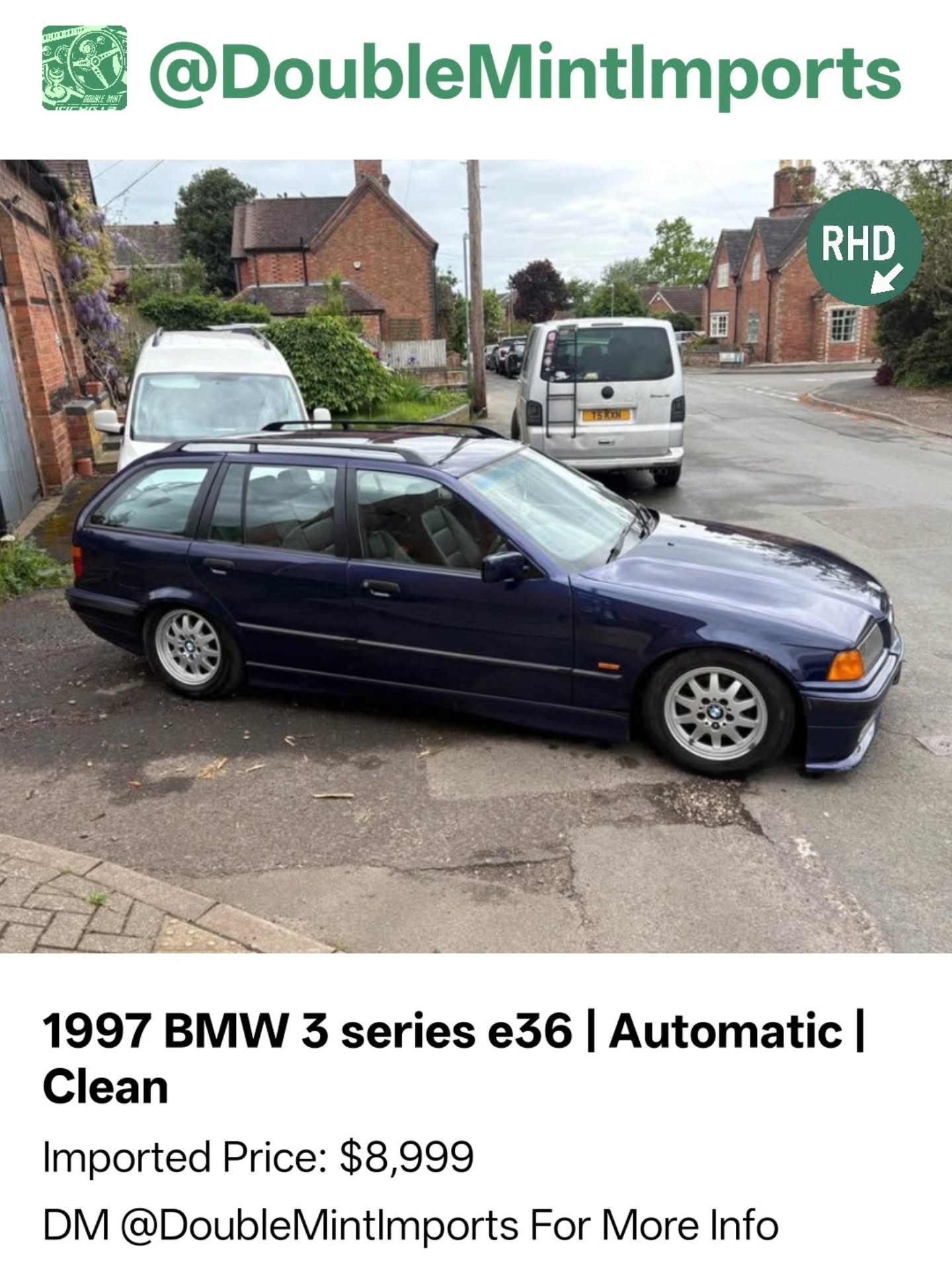 1997 BMW 323 series e36 | Automatic | Clean
Shipped Price(UK to NY): $8,999
(Includes All Fees: Conversion rate to USD, Shipping, Customs, UK Taxes and Admin Fees)
Mileage: 159,000
SELLERS DESCRIPTION:
1997 BMW 323i series e36
Driven 159,000 km
Automatic transmission
Exterior color: Blue · Interior color: Black
Fuel type: Gasoline
Seller's description
For sale is my 1997 BMW E36 323i Touring.
The car is a factory automatic 323i.
The car was originally purchased from Park Lane BMW in London so is really well specced.
Montreal Blue over black leather, the bodywork is in really good condition aside from some rust on the front drivers wing and some bubbling on the bootlid although I believe that’s a common problem.
Interior is in fantastic condition for a car of its age with minimal damage to the leather.
The car is incredibly tidy underneath with no rot and minimal surface rust on the suspension components.
The car is almost completely stock aside from a set of HSD Coilovers and an aftermarket back box giving the M52 a nice burble, but not too loud. The car also has a genuine AC Schnitzer type 1 splitter.
It runs and drives fantastically, I’ve daily driven the car for a year and it’s never caused me any issues! Serviced regularly and very well looked after.
Random Quote: "Legends don’t park, they cruise."
****DM US FOR MORE INFO****
MOT: No DVSA tests found.
#bmw #323i #e36touring #automatic #listed