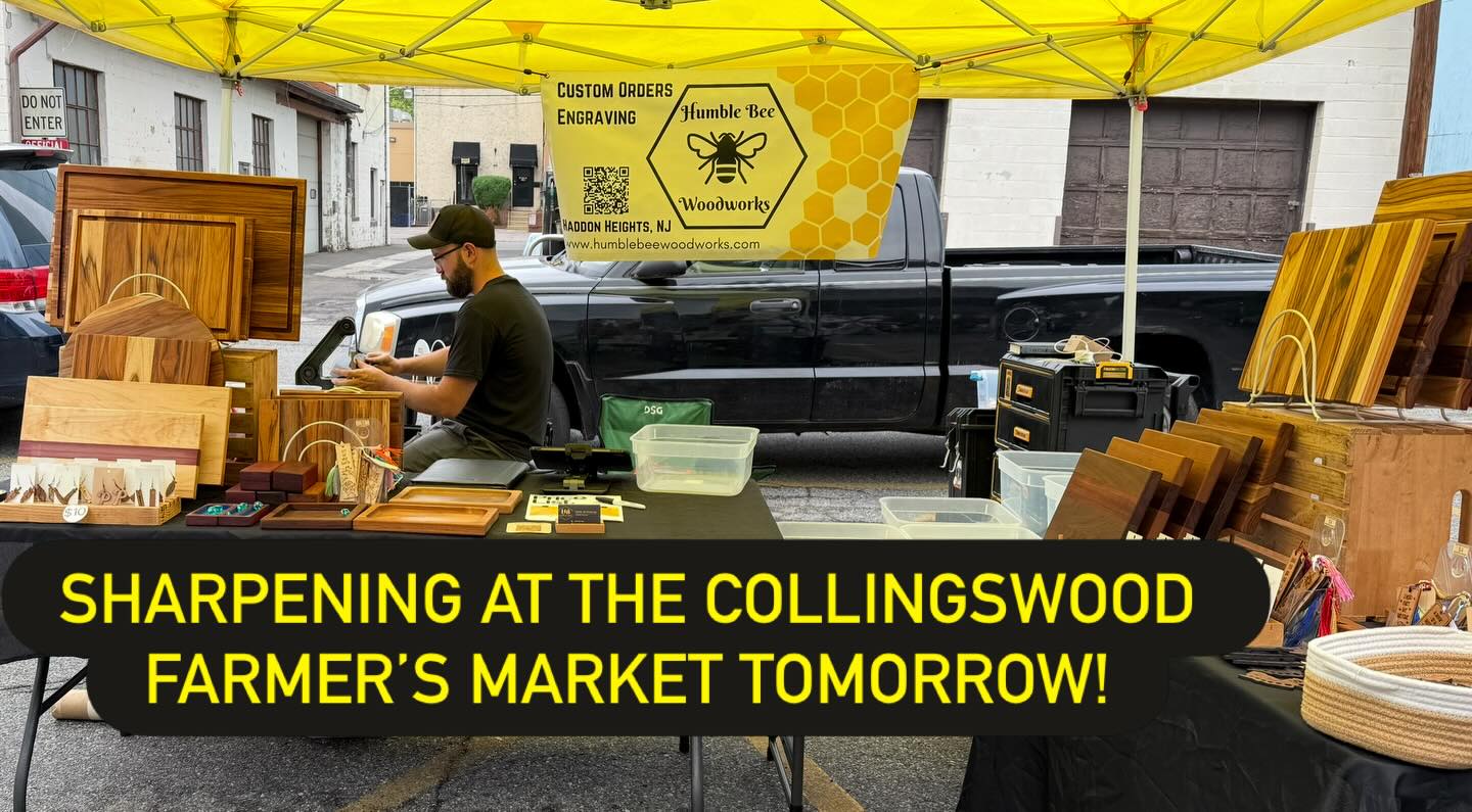 We will see you tomorrow @collsmkt for Opening Day! This year you can catch us there on the 1st and 3rd Saturdays of the month providing our sharpening services and selling some of our wood products.