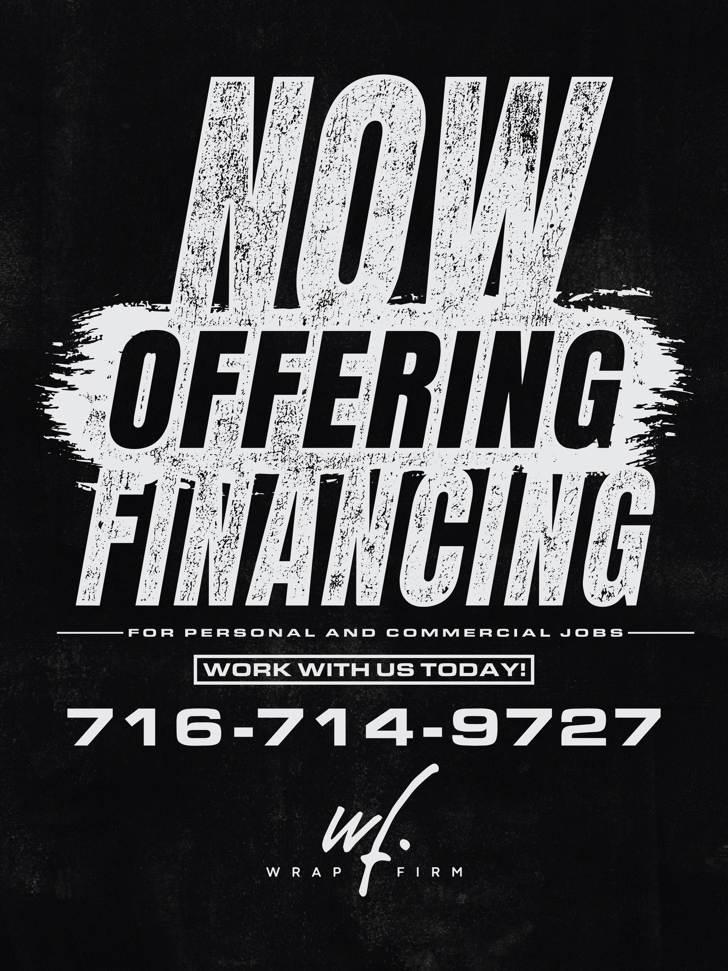 We now offer financing!
Color change, PPF, Commercial Wrapping… We do it all! Now you can finance your dream car wrap with less worries!
Link in bio for a free estimate!
Call us today (716) 714-9727 or visit wrap-firm.com
#3m #commercialwraps #carwrap #paintisdead #ppf