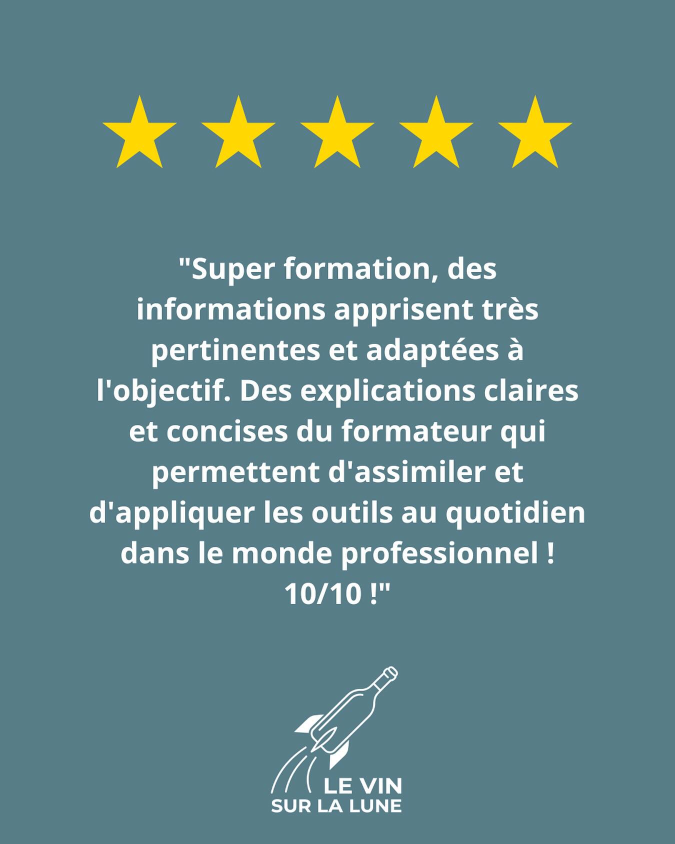 Le retour de nos clients en formation nous ravit ! Feed-back de la formation « animer et concevoir des ateliers oenologie » pour Chartreuse sur l équipe de Paris. Merci 🤗 À savoir : nos formations sont prises en charge pour les fonds Opco #formations #vin