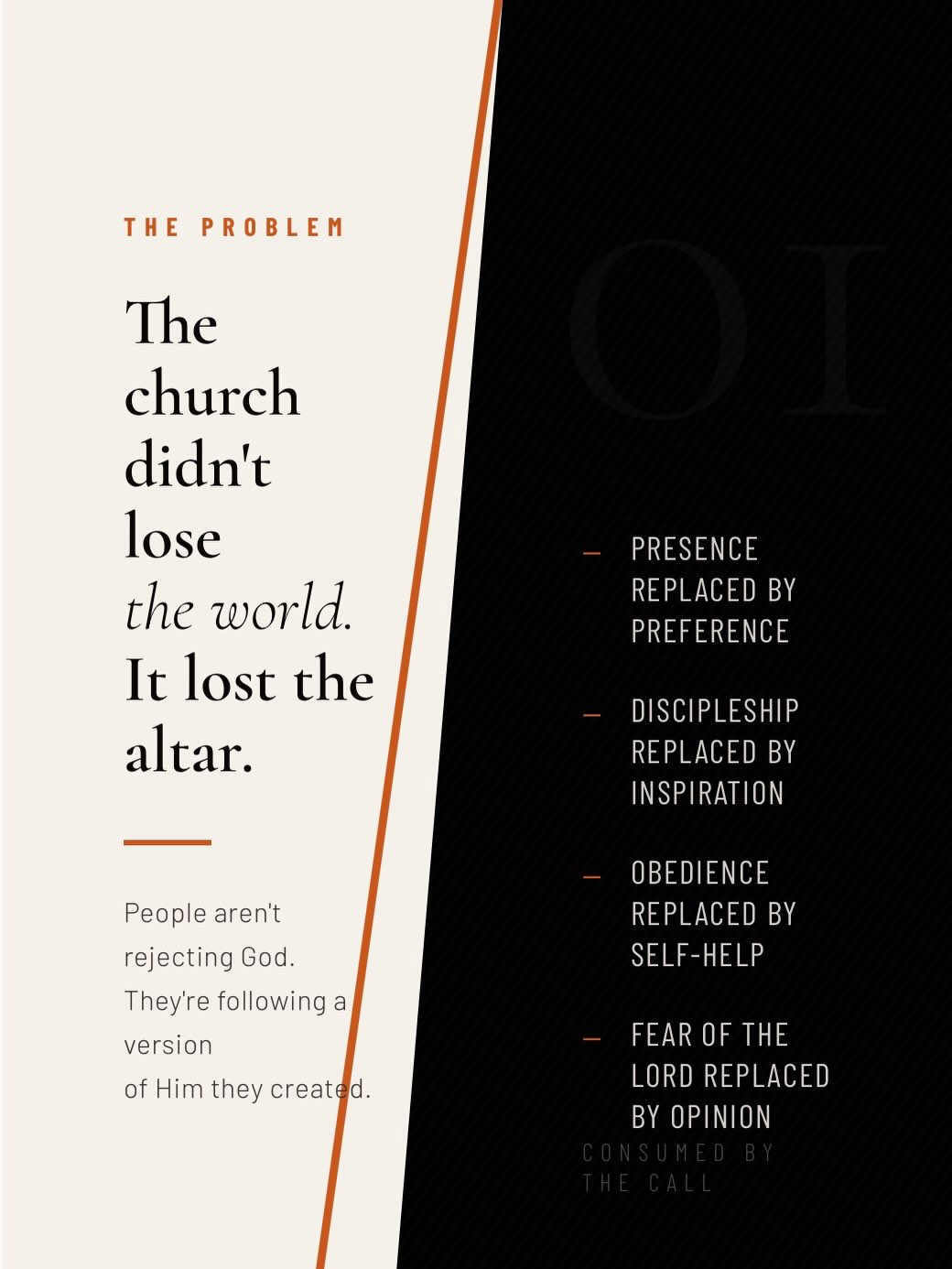 If you read the Bible to motivate you without it correcting you…you’re reading it wrong.
Many people have abandon the altar and wondered where all the power is.
Declaring is powerless when there is no repentance.
We give our lives to Jesus. We die because He died for us. We love Him because He first loved us.
We are called.
No and Lord don’t go together.
Yes sir!! Is the answer!
#CONSUMEDBYTHECALL #CallingOfComfort #backtothealtar