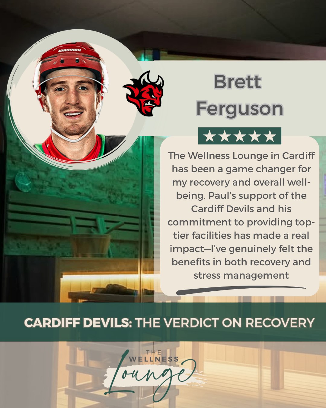 To celebrate the end of the season, we're sharing a series of reviews from the Cardiff Devils players who have been recovering with us this year. In this series, we'll show you some of their highlights... next up is Brett Ferguson:
"The Wellness Lounge in Cardiff has been a game changer for my recovery and overall well-being. Paul’s support of the Cardiff Devils and his commitment to providing top-tier facilities has made a real impact: I’ve genuinely felt the benefits in both recovery and stress management."
It has been a pleasure supporting the Devils throughout the season. Seeing the tangible impact our recovery protocols have on elite performance and stress management is exactly why we opened our doors in Cardiff. Whether you're competing at the highest level or simply looking to reset after a long week, we've got the tech and the space to help you feel your best.
Ready to recover like a pro? Tap the link in our bio to book your session. 🌿
#CardiffDevils #WellnessLounge #CardiffRecovery #EliteWellness
