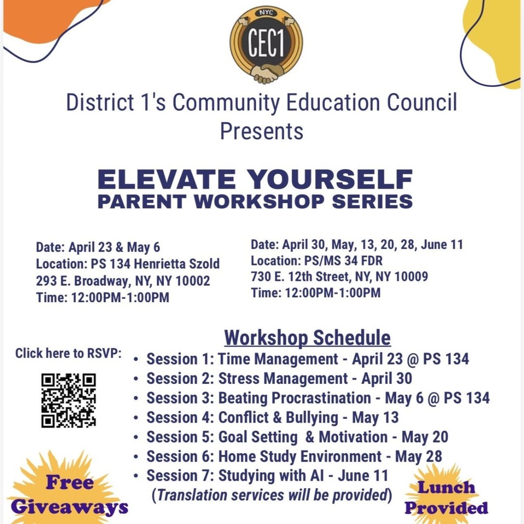 CEC 1 Elevate Yourself Parent Workshop Series REGISTER HERE!!!!