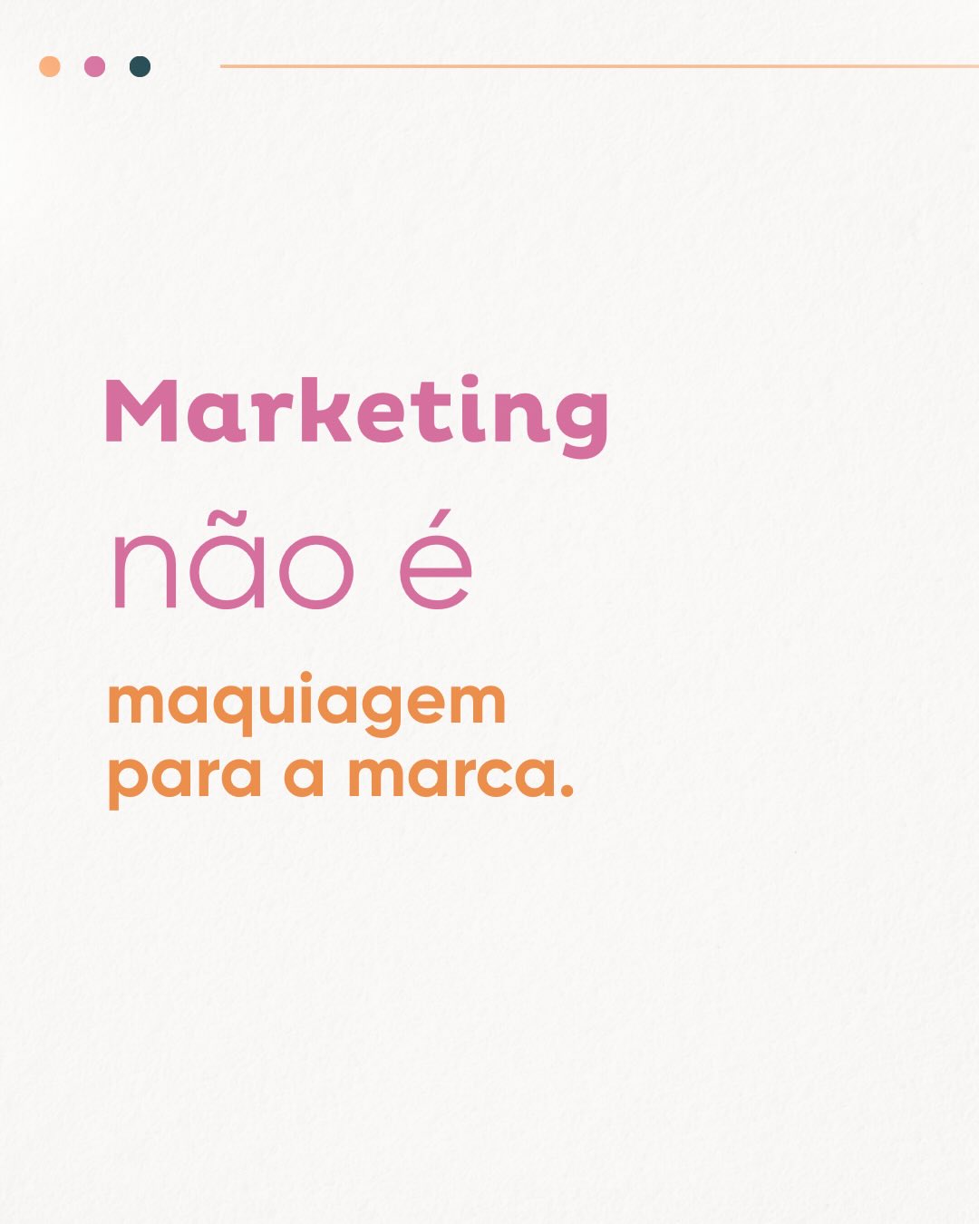 Tem quem acredite que o marketing salva tudo.
Isso não existe!
Anamnese, diagnóstico de marca e posicionamento são etapas iniciais - e essenciais - para chegar ao que precisa ser tratado.
E, então, dentro disso, iniciamos o trabalho de comunicar - de dentro pra fora, com organização e estratégia. Mas a comunicação é daquilo que existe, da verdade diária do negócio. Nunca de uma fantasia, que ofusca a vida real.
Cuidado para não acreditar em fórmulas! Postar todo dia, fazer a trend, usar aquela hashtag…
Depende. Do que a sua marca precisa e, o mais importante, do que o seu público deseja.
#marketingreal #comunicacao #marcas #branding #abracecomunique