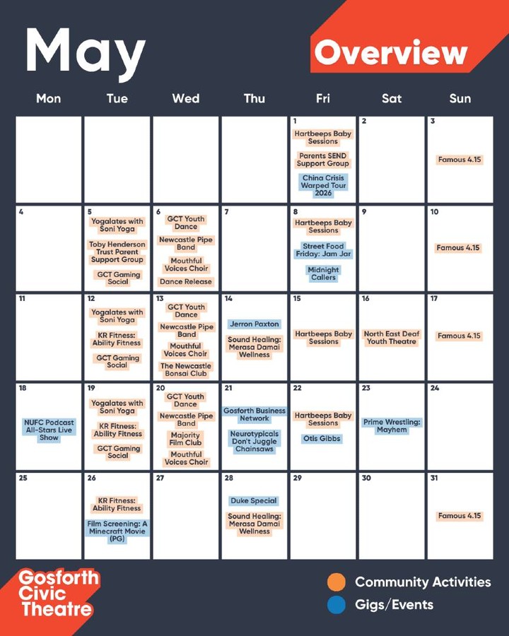 Our monthly overview is here!
Loads going on this month - from live music and shows to community events, street food and more. Come see what’s on 👀
#LiveMusicUK #streetfood #NewcastleGigs