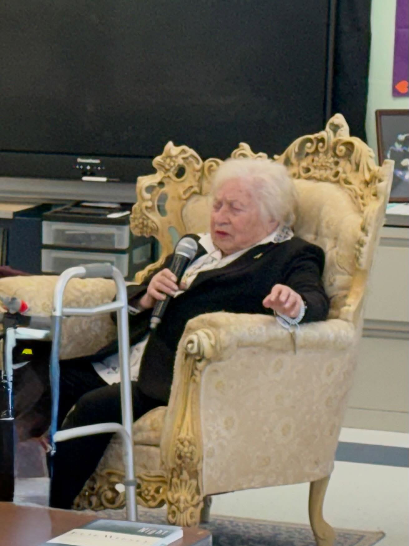 As part of the study of the Holocaust, the eighth grade English and Social Studies classes welcomed survivor Edith Gross today for a first hand account of her experiences.