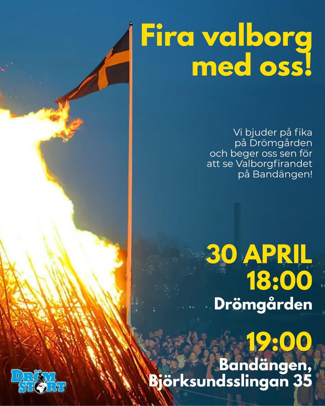 🔥 Välkommen att fira Valborg med oss! 🔥
Vi startar kvällen med mysig fika på Drömgården och fortsätter sedan tillsammans till det stämningsfulla valborgsfirandet i Bandängen 🌿✨
📅 30 april
🕕 18:00 – Drömgården, Hardemogatan 1
🕖 19:00 – Bandängen
🕗 20:00 – 🔥 tänds
Ta med vänner, familj eller kom som du är – vi ses! 💛
#valborg #valborg2026 #stockholm #bandängen #drömgården fira gemenskap