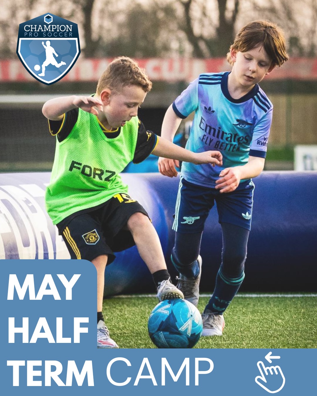 MAY HALF TERM CAMP 🤩💪🏼⚽️
📆 Tuesday 26th - Thursday 28th May (3 days)
⏰ 9:30am - 3pm
🏟️ Heathside School, Walton on Thames KT12 2JP
👫 Boys and girls aged 5-12
3 Days - £90
Single day - £35
💰 10% EARLYBIRD DISCOUNT available for 3-day bookings! Enter code MAYCAMP10 at checkout . Offer ends on Sunday 10th MAY!
💻 BOOK NOW - champion-pro-soccer.com/book-now
🤩🙌🏼⚽️