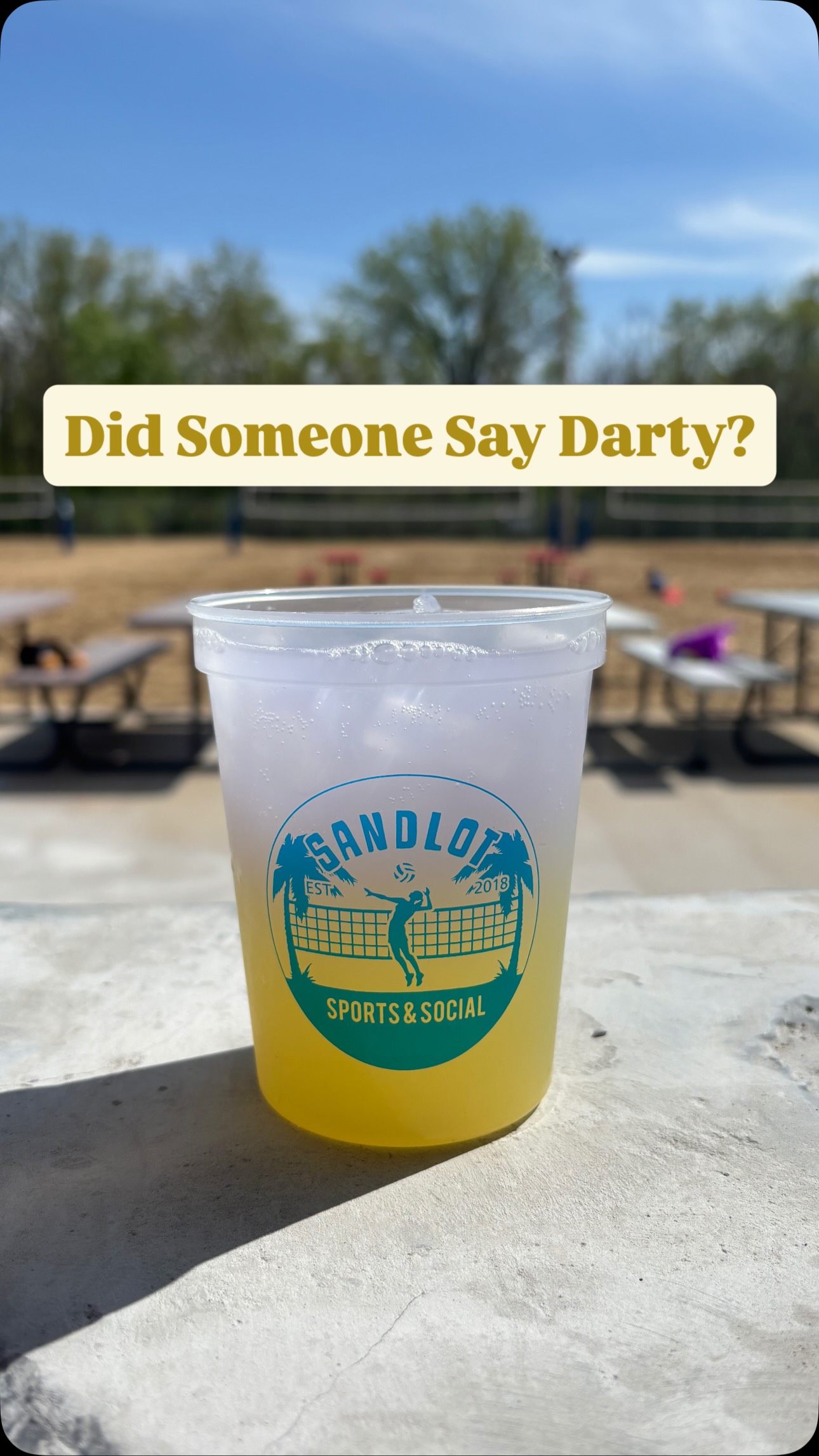 Cody’s already warming up for Saturday… practicing his party tricks and his drinking 😆🍻
Our Annual Grand Opening Darty is officially this Saturday at 2 PM, and if you know Sandlot, you know we don’t do things halfway. Expect strong drinks, good music, sunshine, volleyball, and the perfect excuse to day drink with your friends while convincing yourself summer is already here (we’re close 🤞🏻).
Shake off the winter, grab your people, and come kick off the season the right way.
Sandlot is back in action, baby 🔥