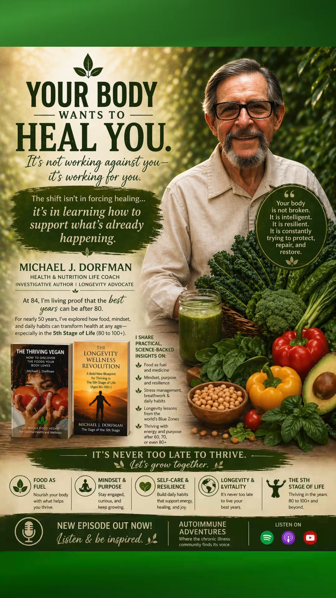 Your Body Wants to Heal You
Your body is not working against you.
It is constantly trying to:
restore
repair
protect
support
The shift isn’t in forcing healing…
it’s in learning how to support what’s already happening.
🎧 Listen to the full episode now.
#HealingSupport #MindBodyConnection #ChronicIllnessJourney #WellnessTruth #AutoimmuneAdventures #HealingAwareness